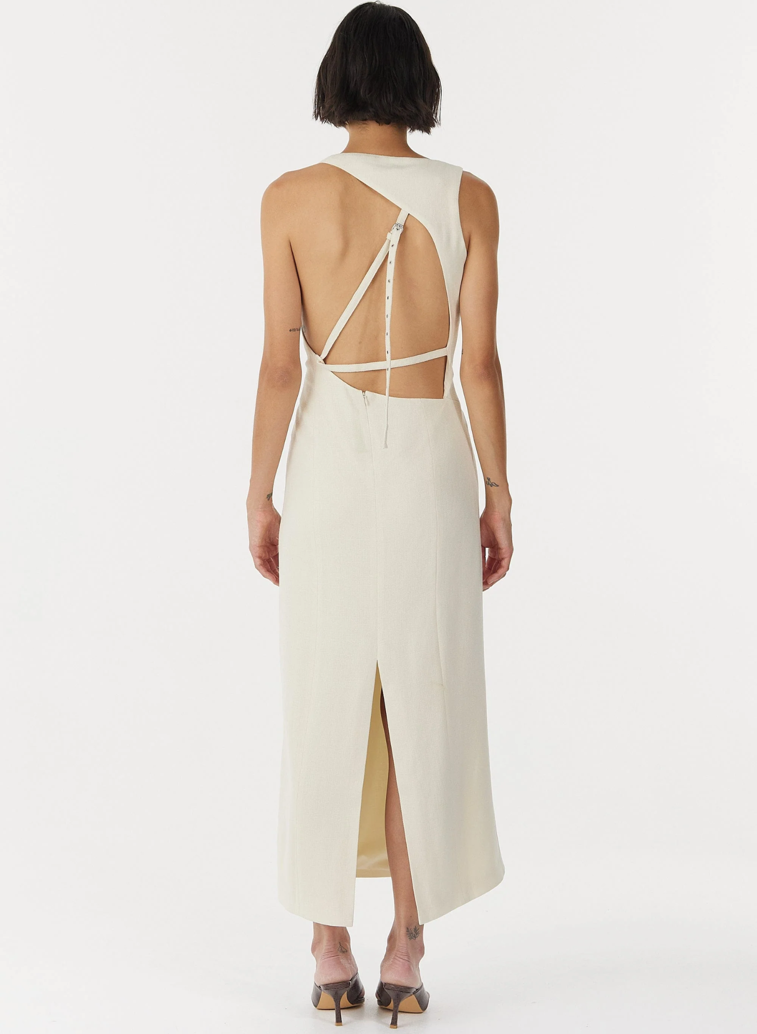Chrome Vision Open Back Dress - Cream
