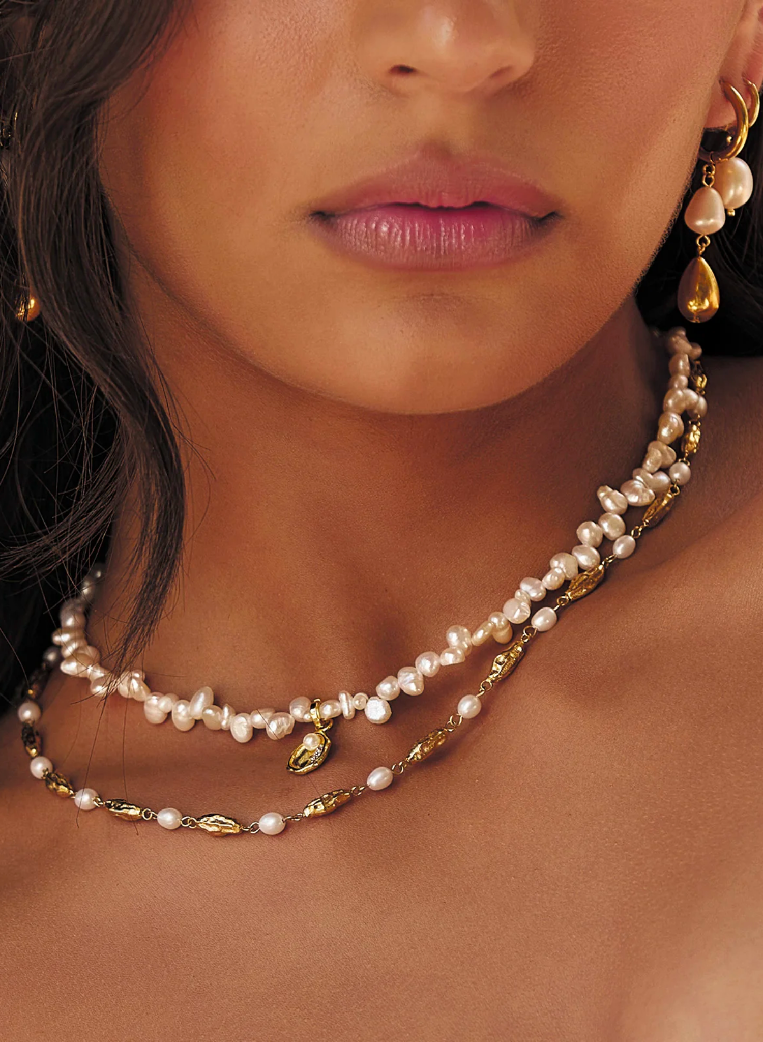 Mimi Pearl and Gold Necklace