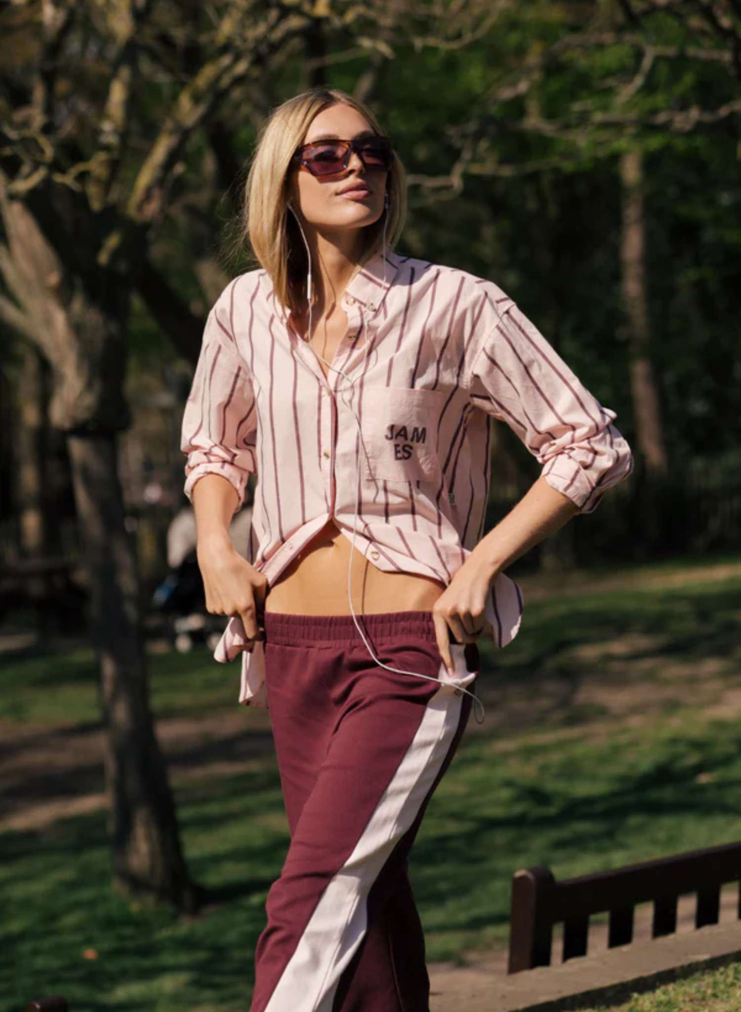 Alpine Cotton Stripe Shirt in Light Blush
