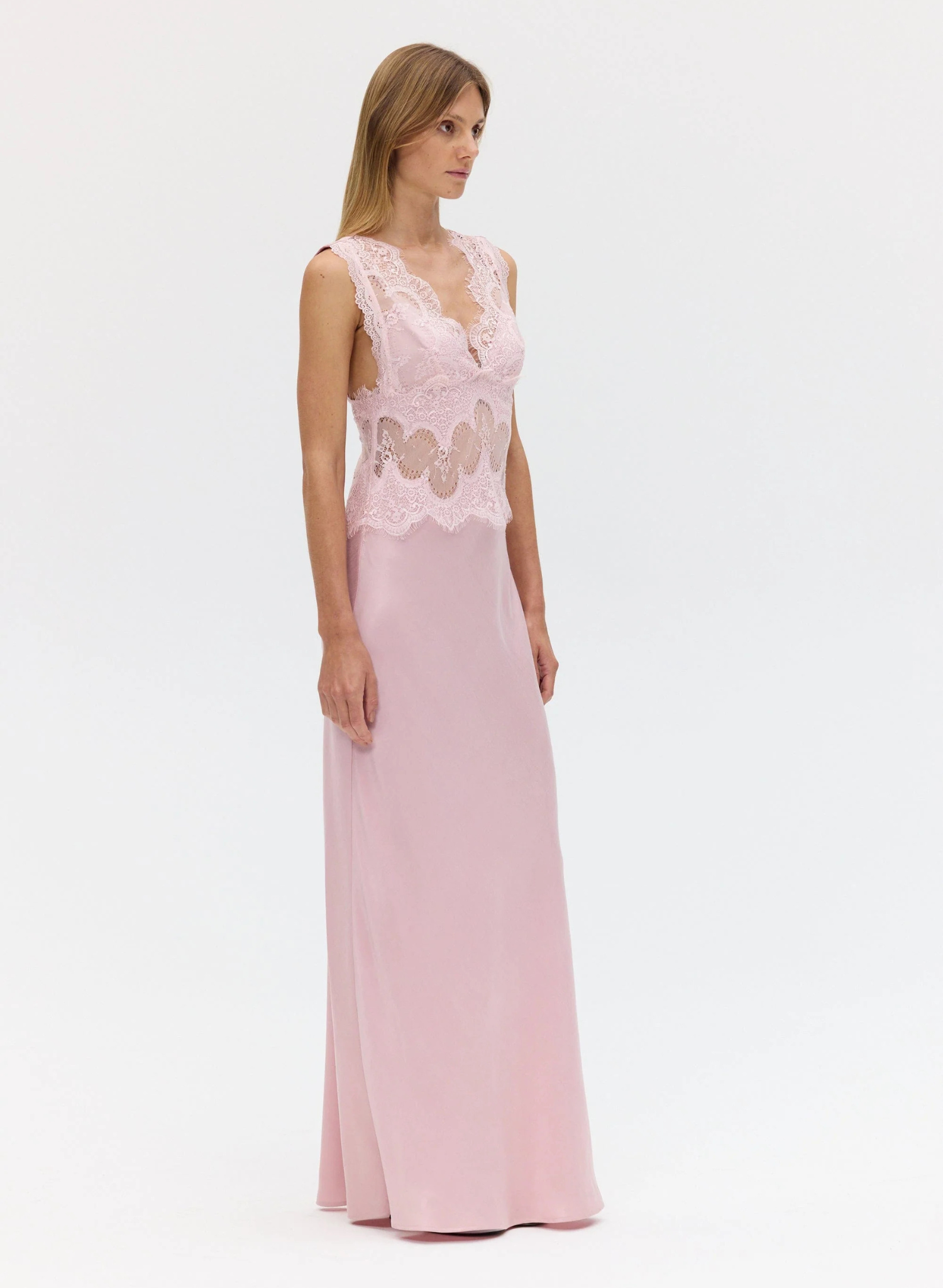 The Visions Lace Floor length Dress | Rosè