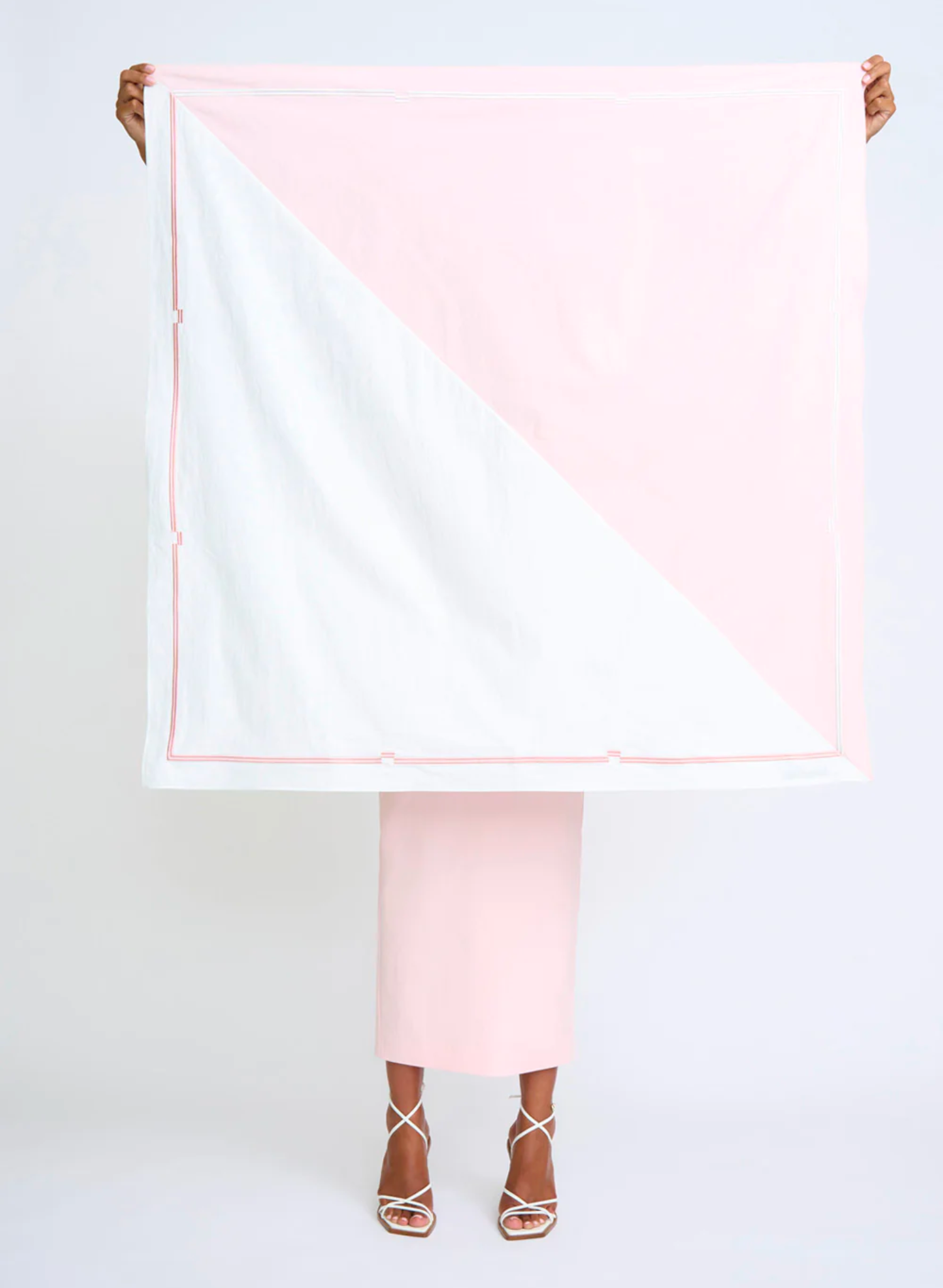 SPLICED PIPE STEP SCARF - IVORY SOFT PINK