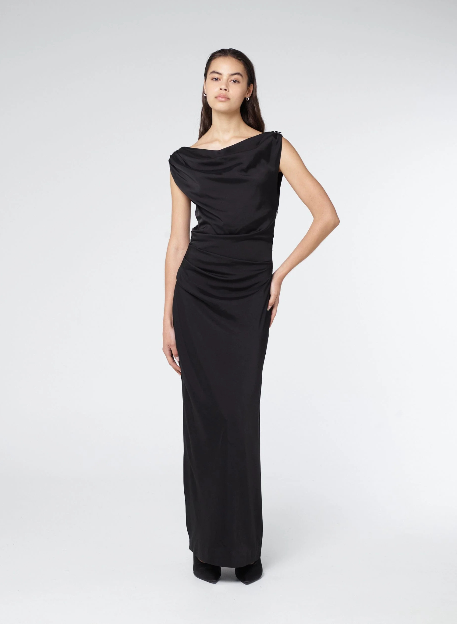 Athena Off Shoulder Maxi Dress | Black