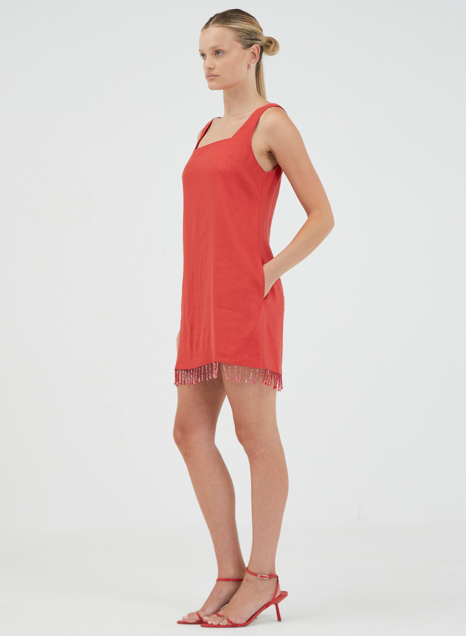 Flame Linen Mini Dress - Grenadine