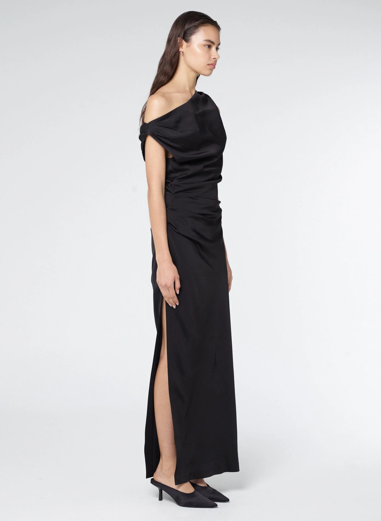 Athena Off Shoulder Maxi Dress | Black