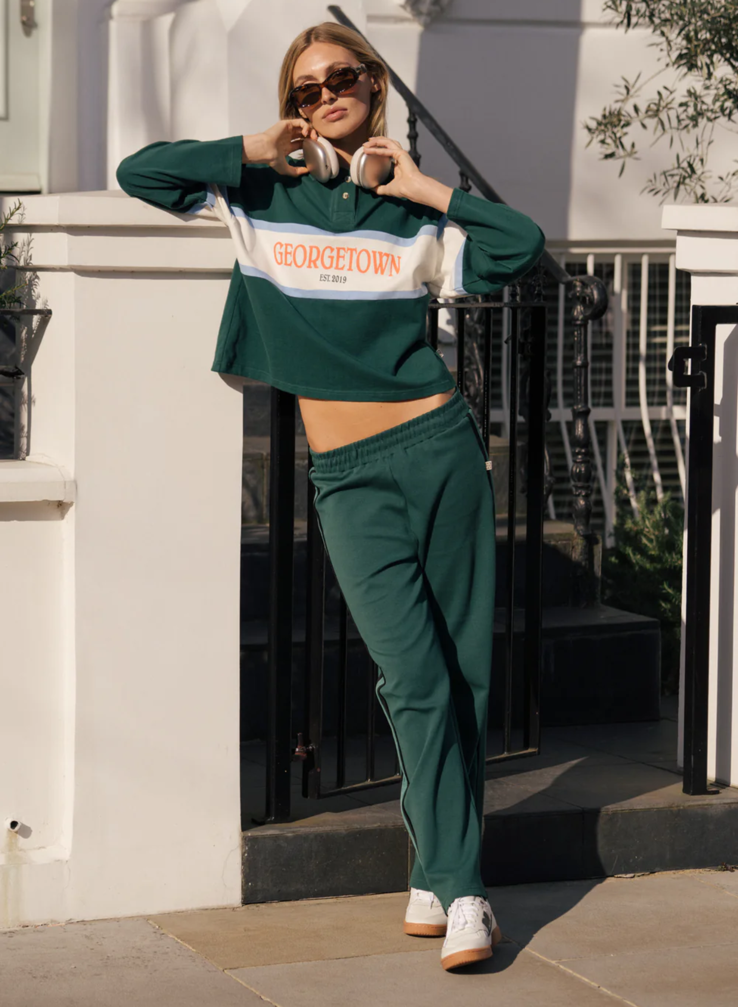 GT Rugby Long Sleeve Polo Shirt in Forest