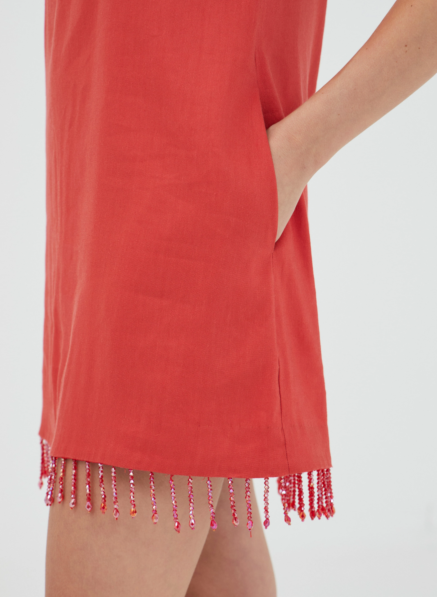 Flame Linen Mini Dress - Grenadine