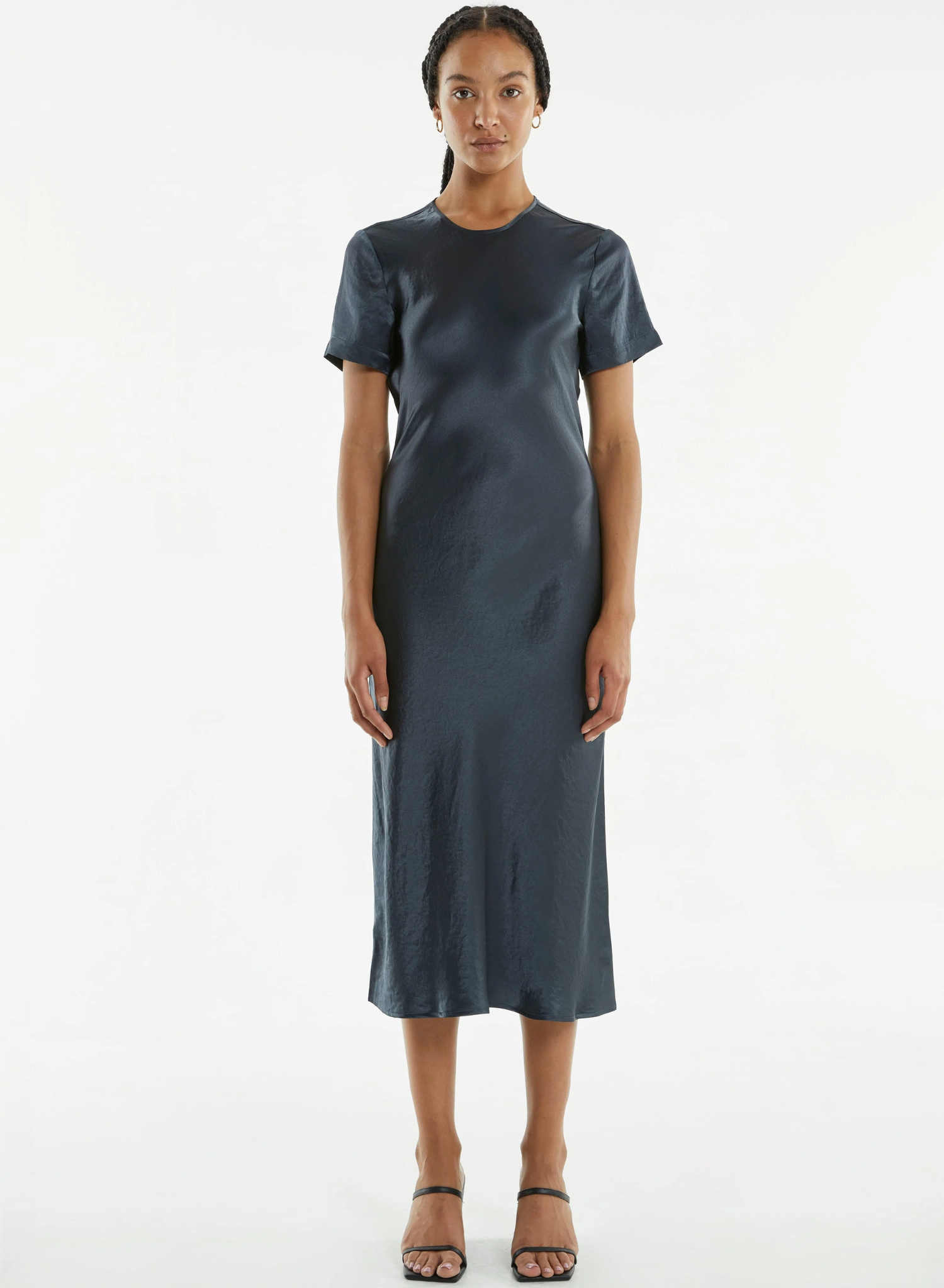 Crush Bias Tee Midi Dress - Gun Metal