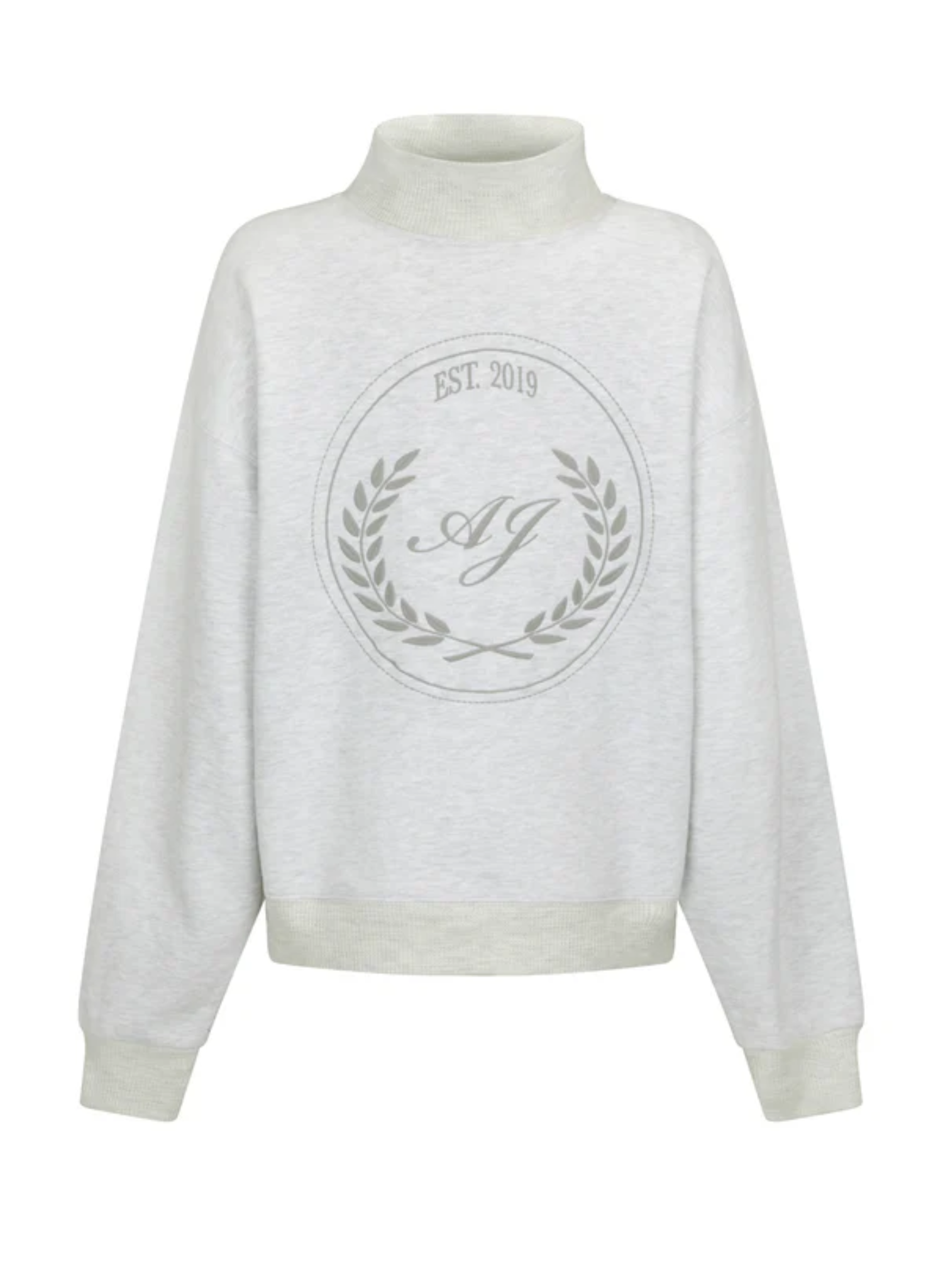 AJ Crest Turtleneck Sweatshirt in Cloud