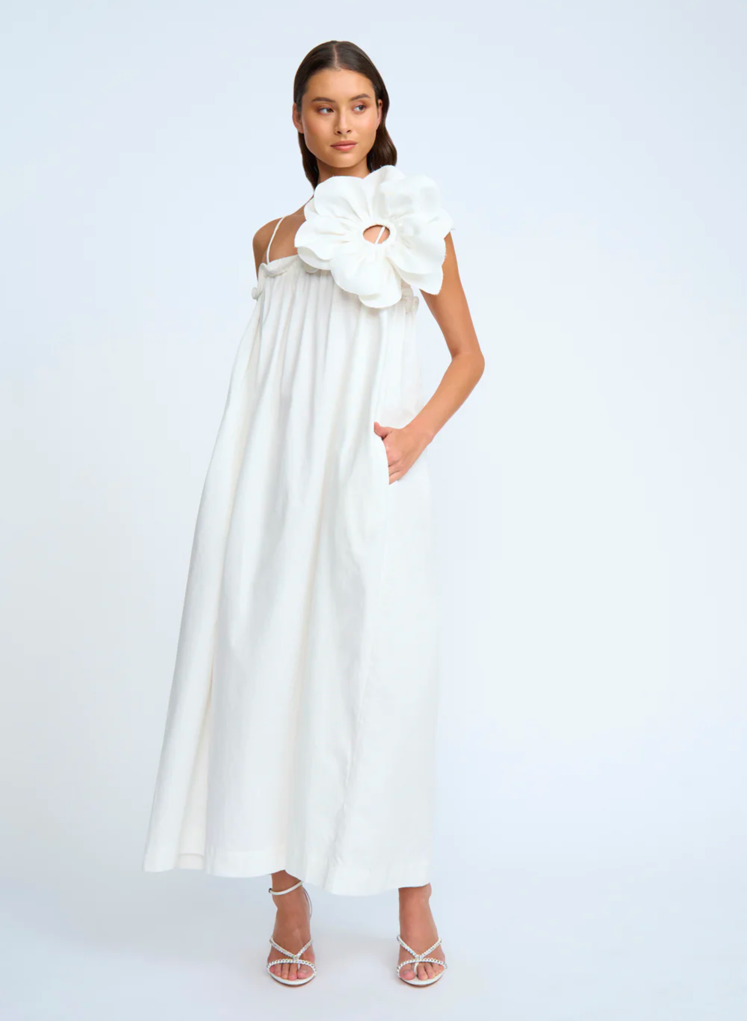 Flora Pipe Sundress in Ivory