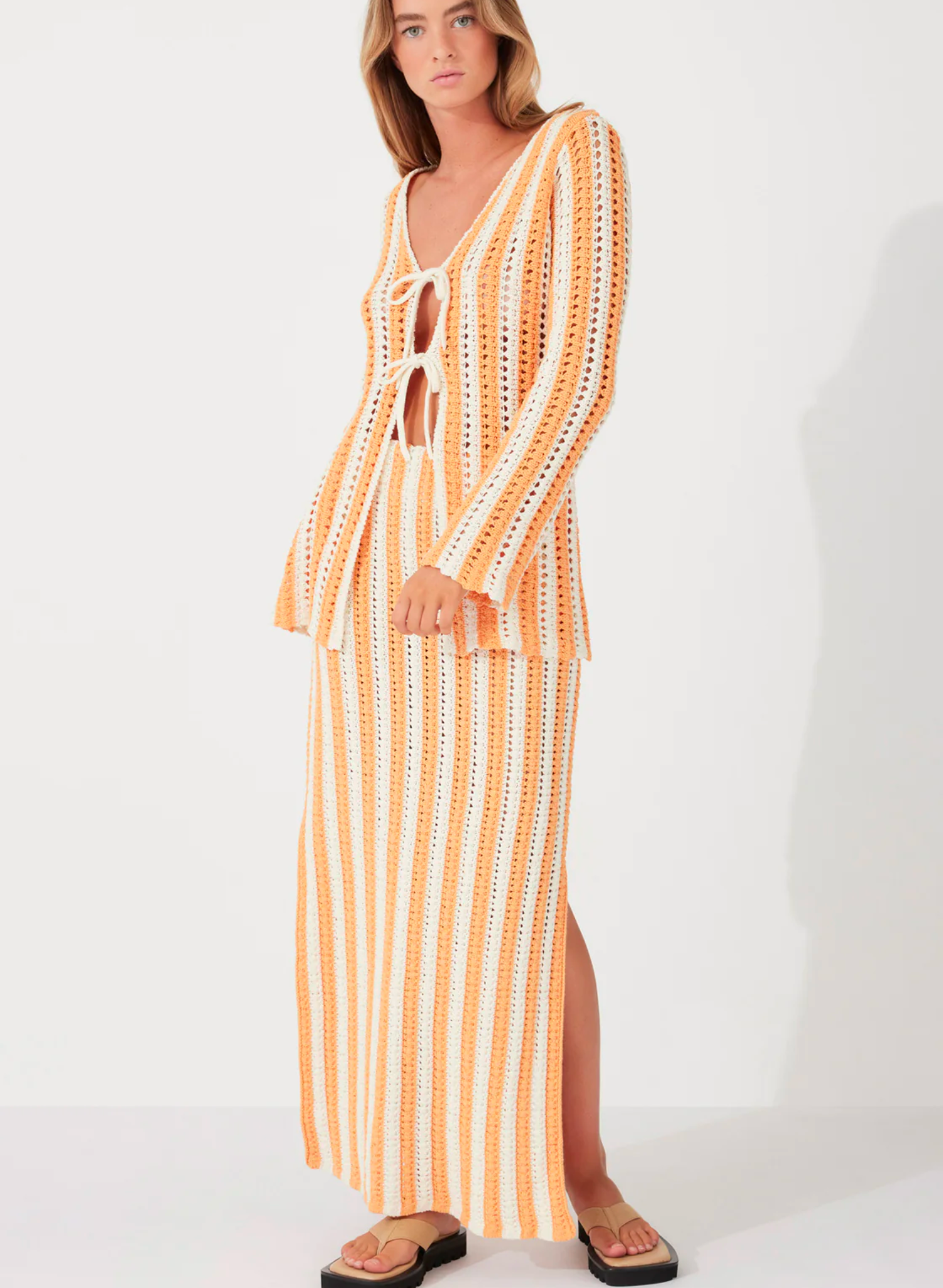 Golden Stripe Cotton Knit Skirt