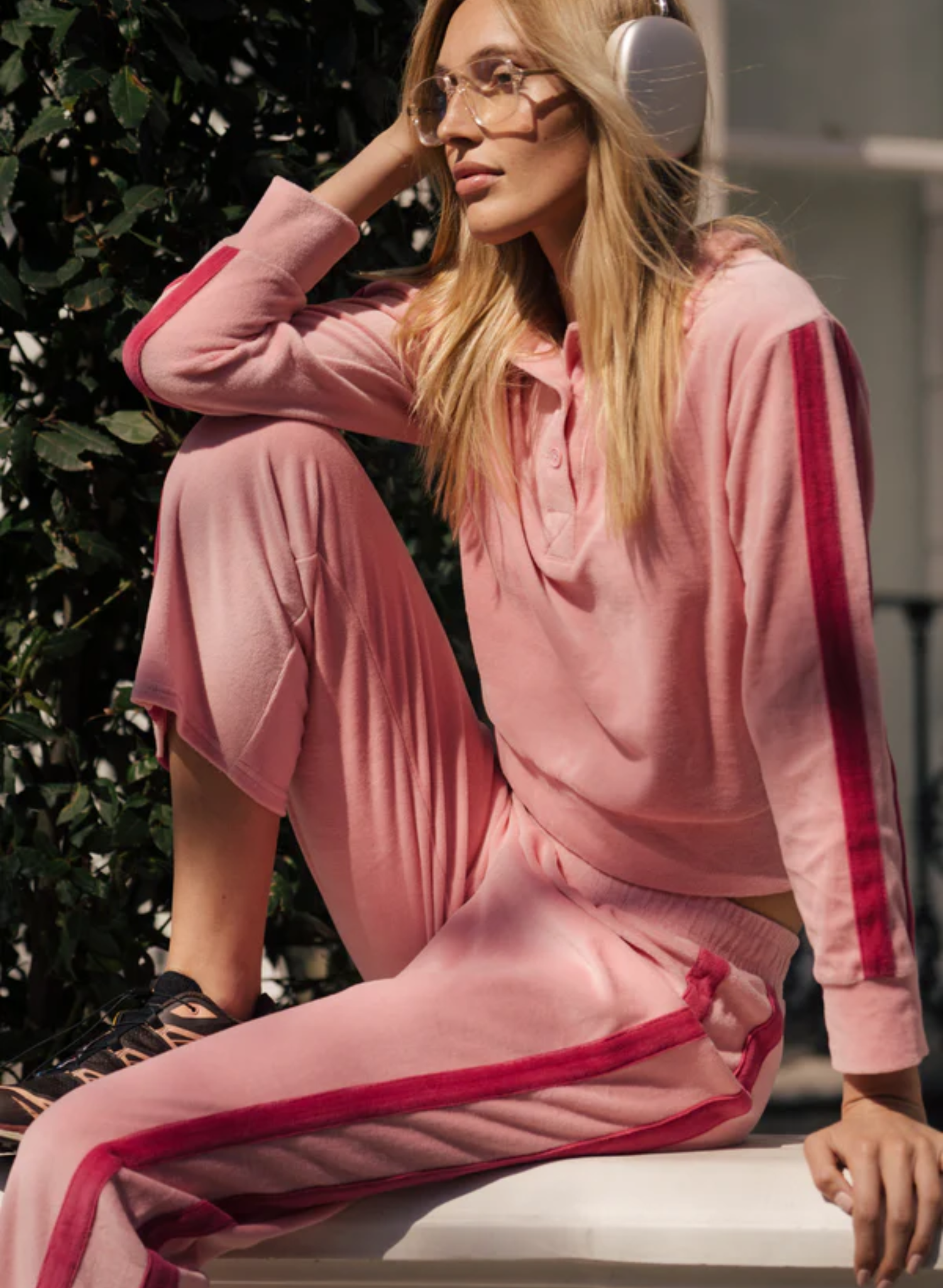 Mara Velour Pant in Blush