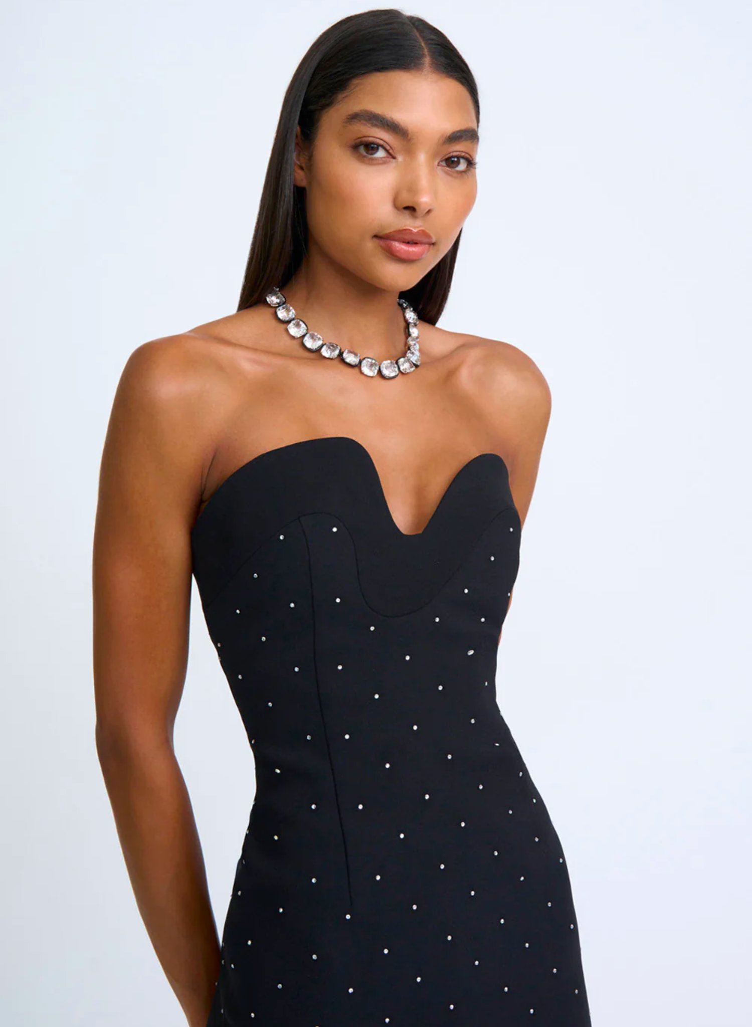 Afterglow Diamond Spot Midi Dress in Black