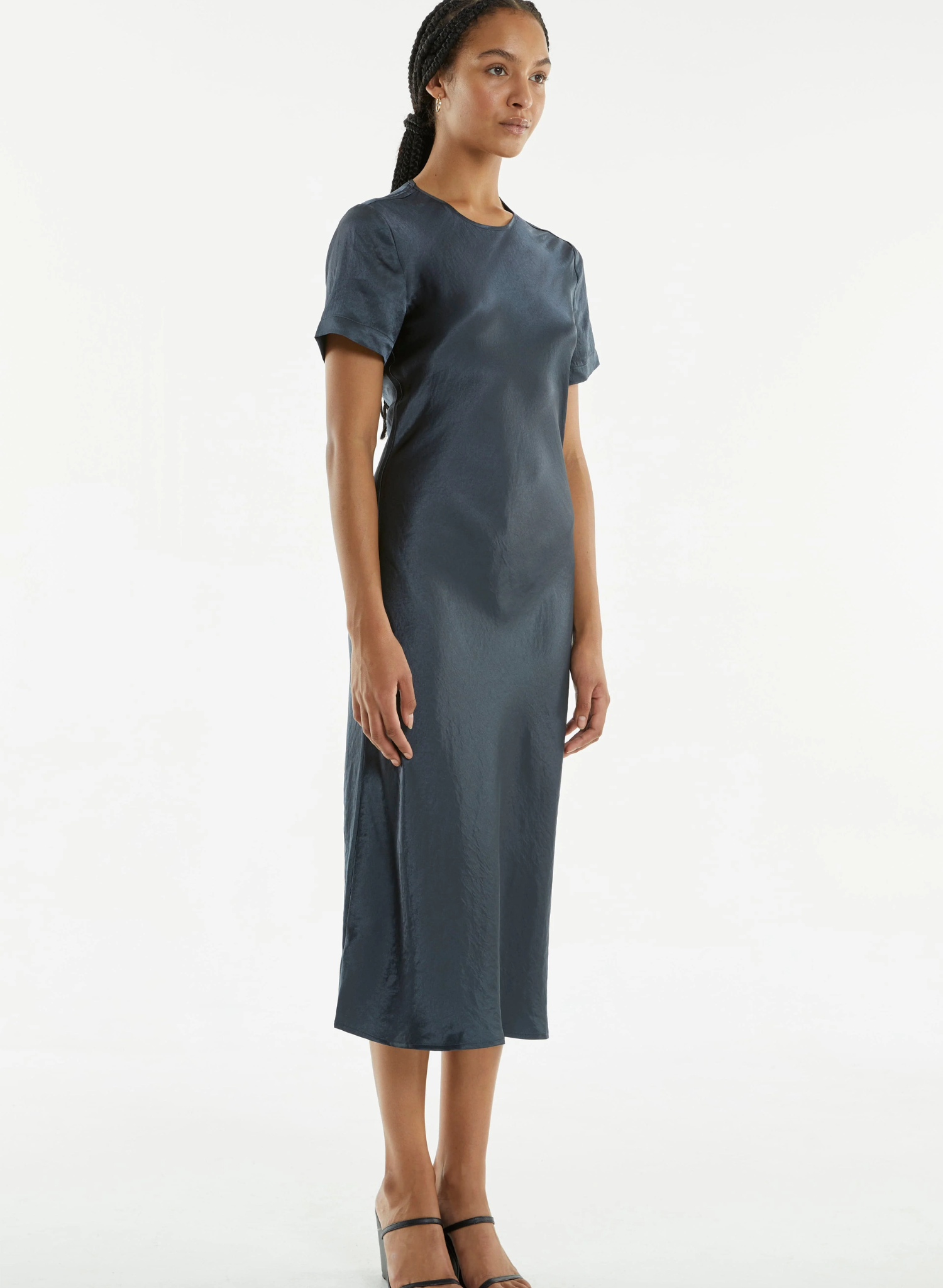 Crush Bias Tee Midi Dress - Gun Metal
