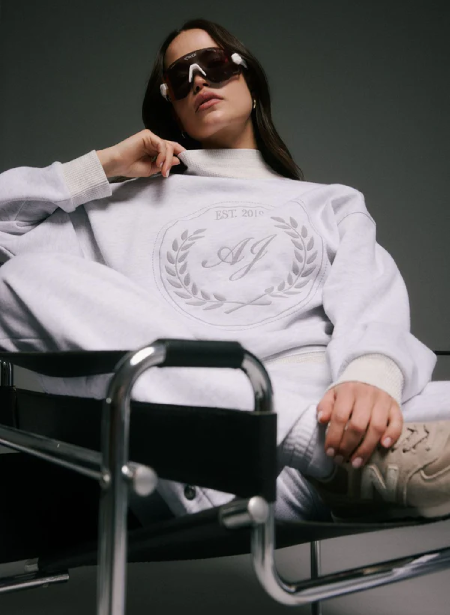 AJ Crest Turtleneck Sweatshirt in Cloud