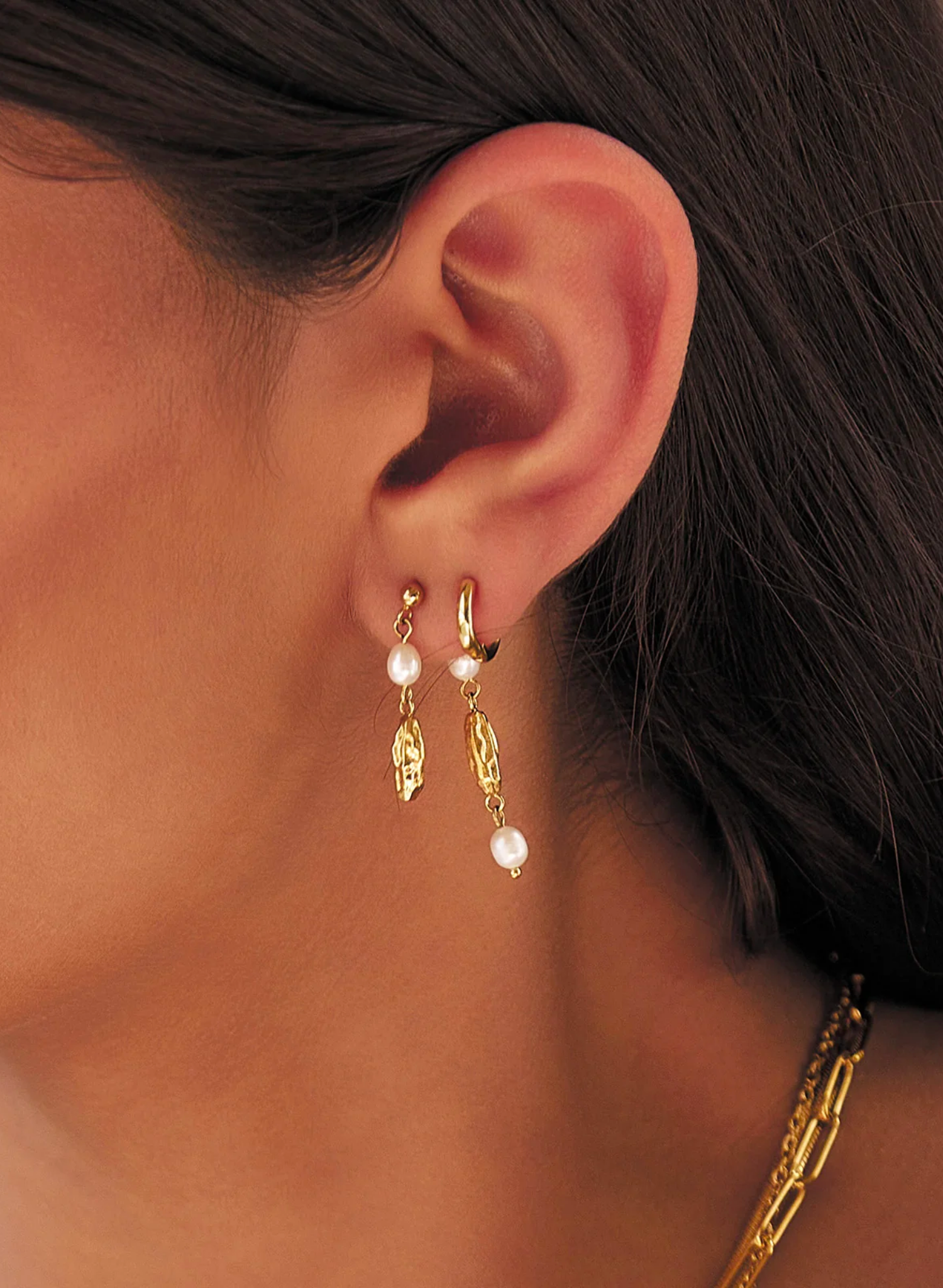 Mimi Pearl & Gold Earrings