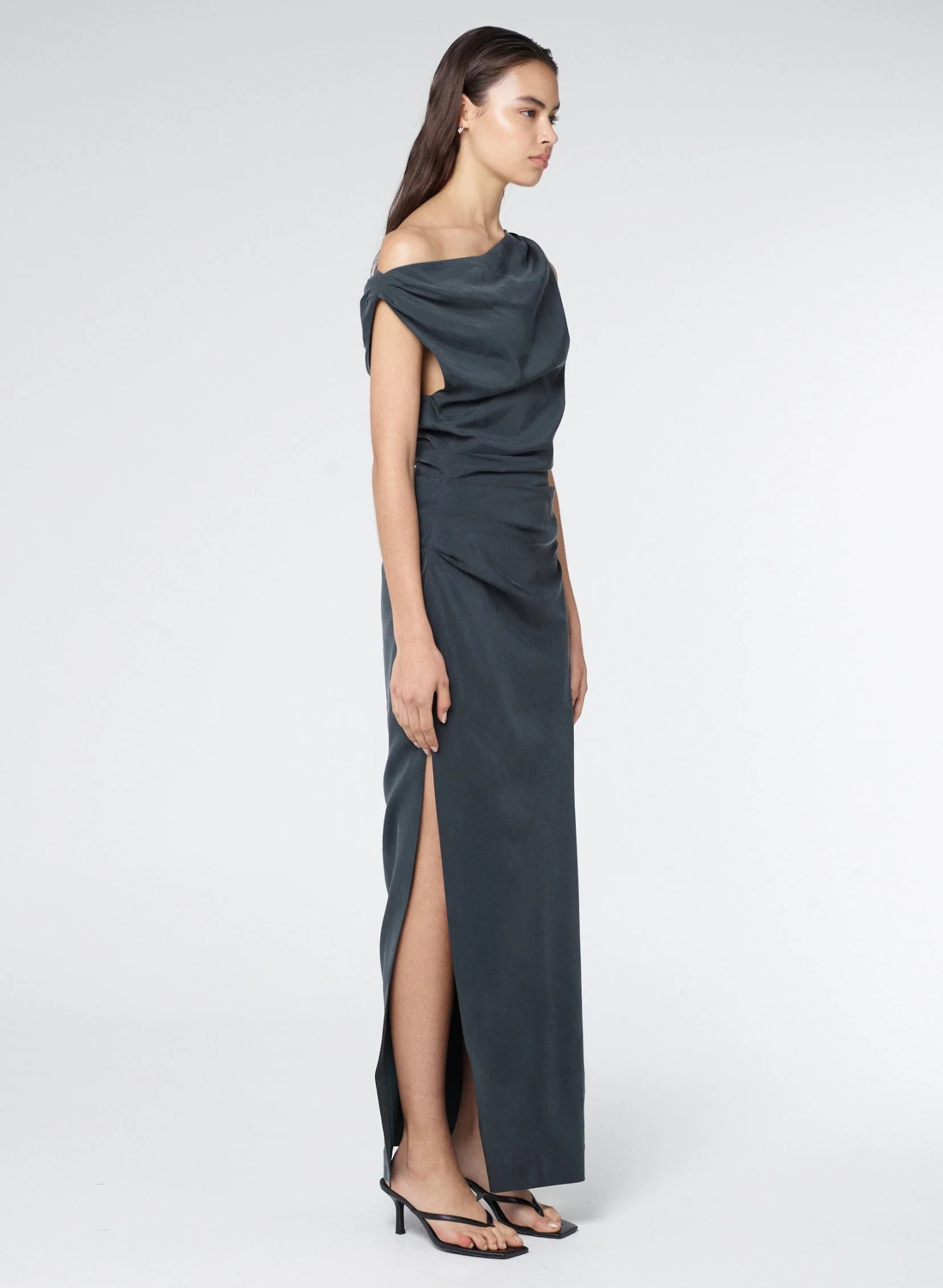 Athena Off Shoulder Maxi Dress | Ink