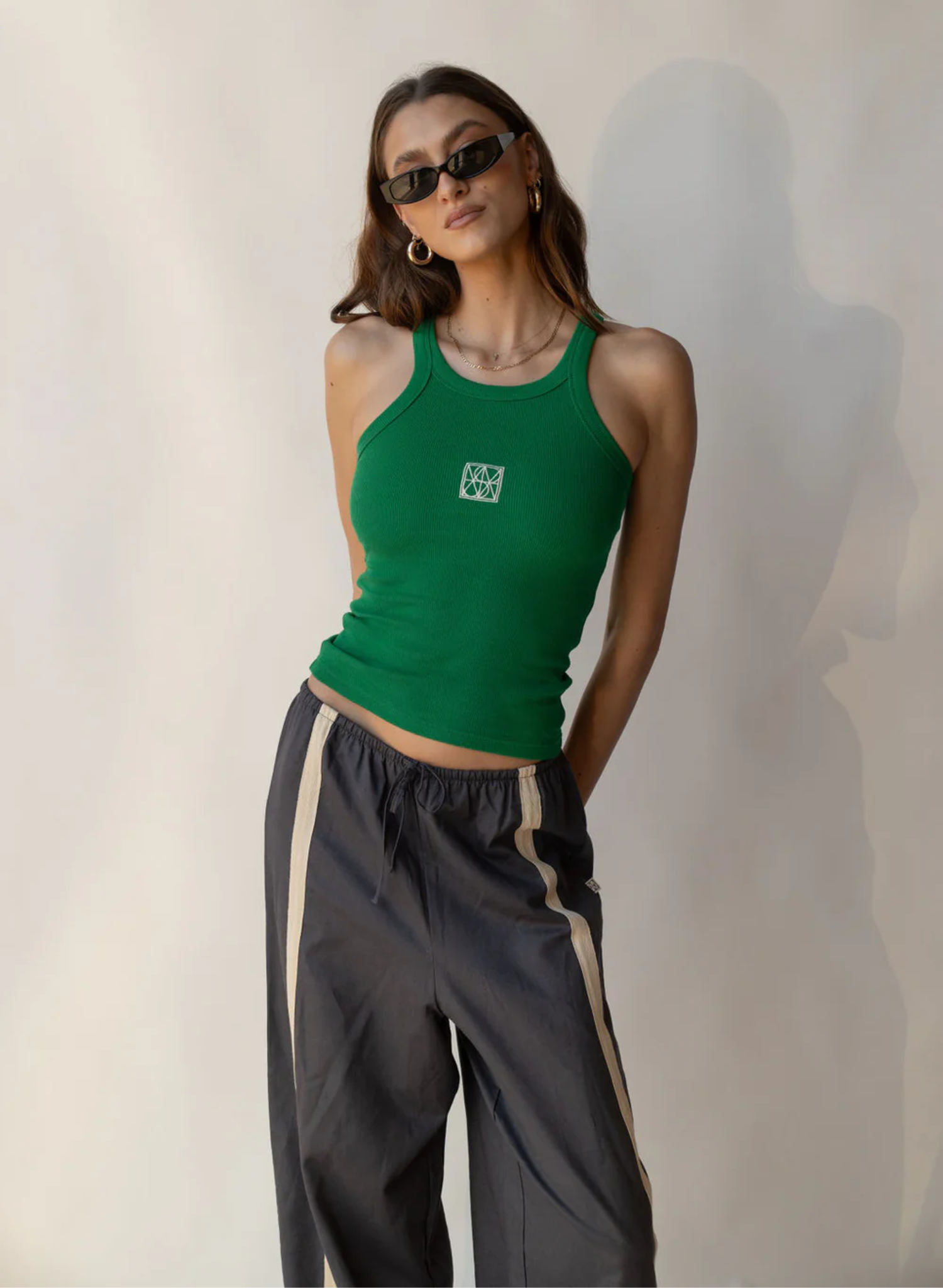 Monogram Tank in Deep Green