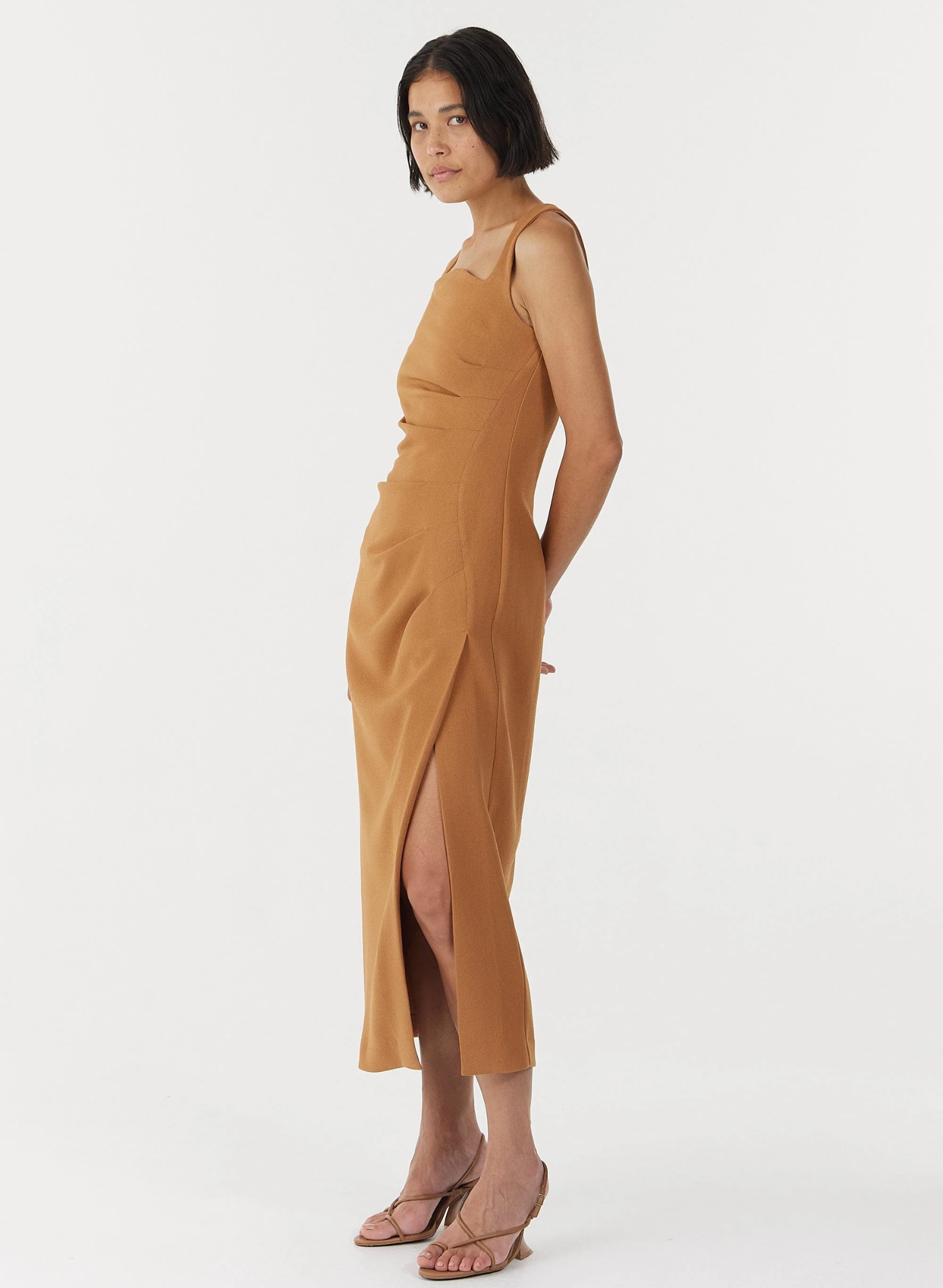 Enigma Tuck Dress- Camel
