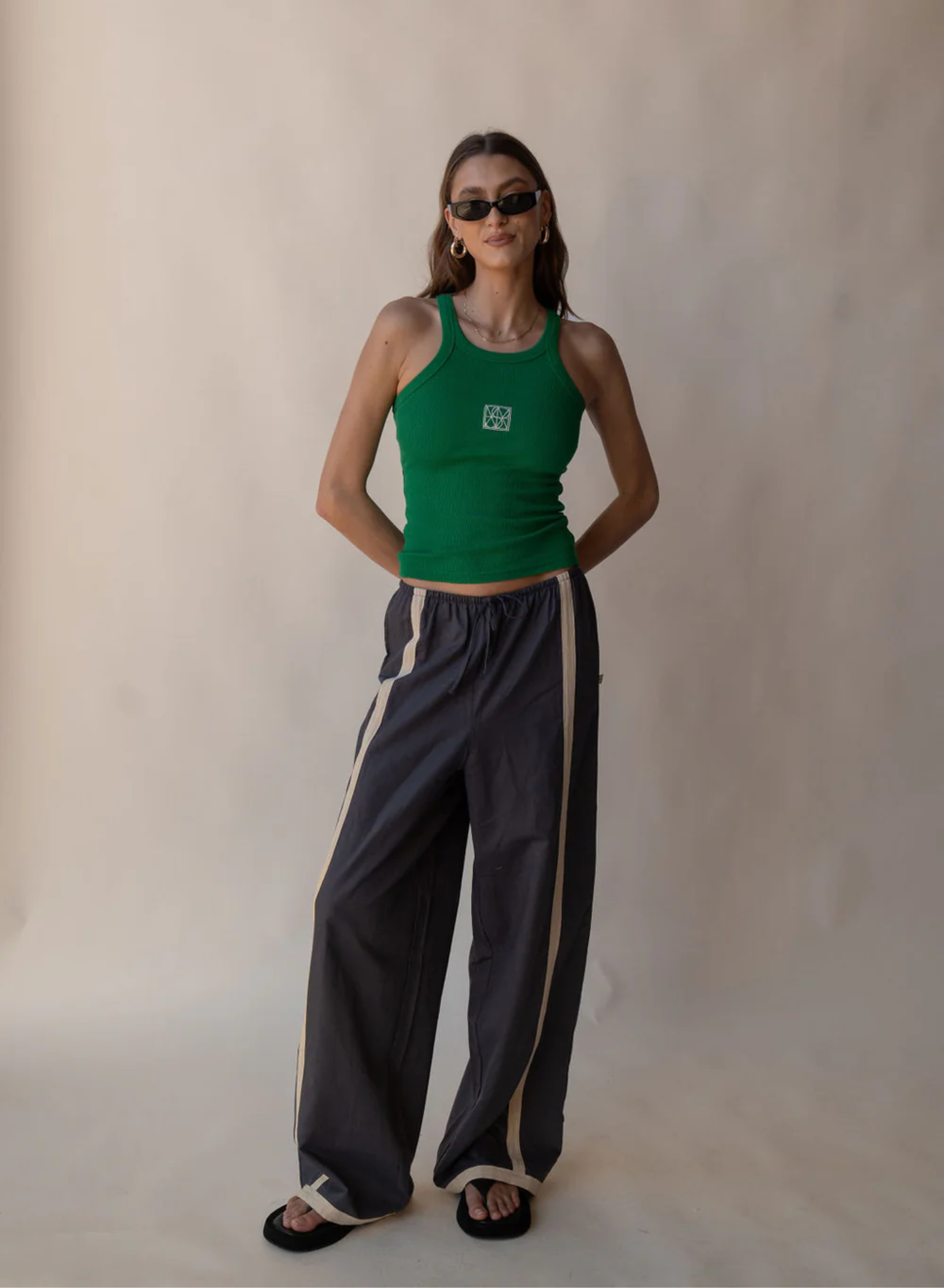 Monogram Tank in Deep Green