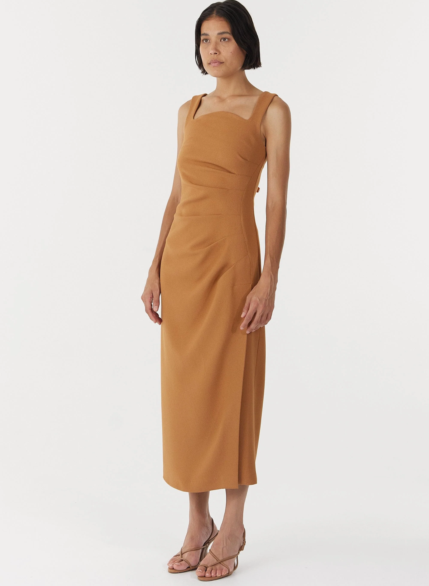 Enigma Tuck Dress- Camel