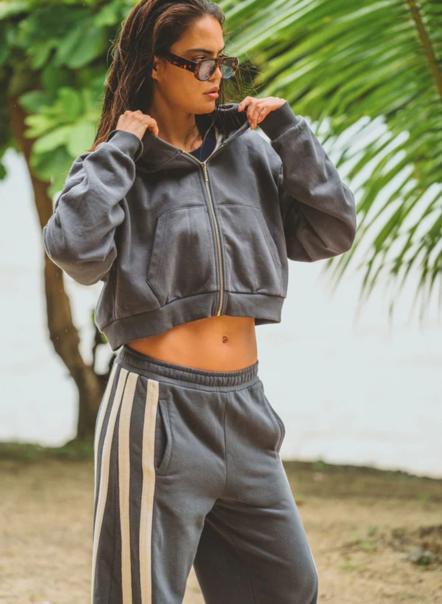 Zip Hoodie Washed Black