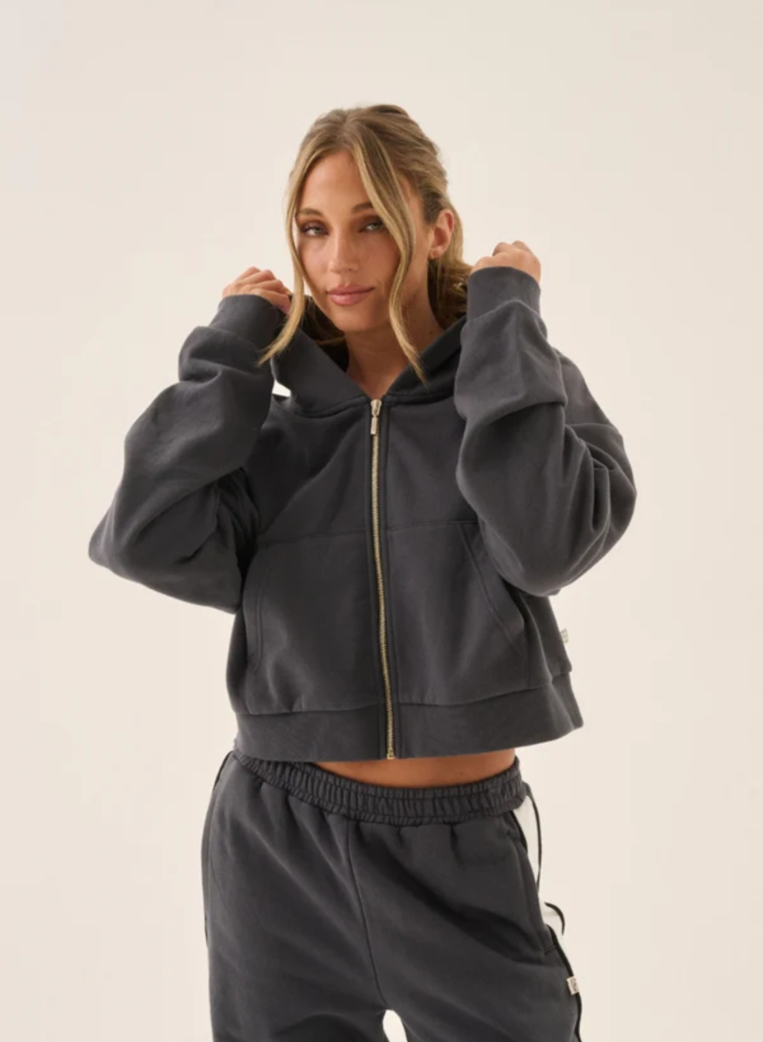 Zip Hoodie Washed Black