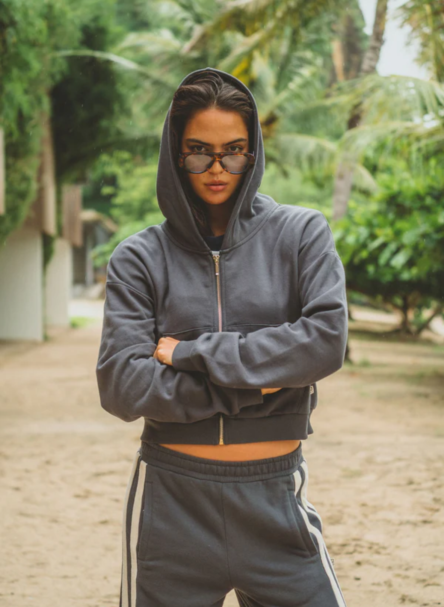 Zip Hoodie Washed Black