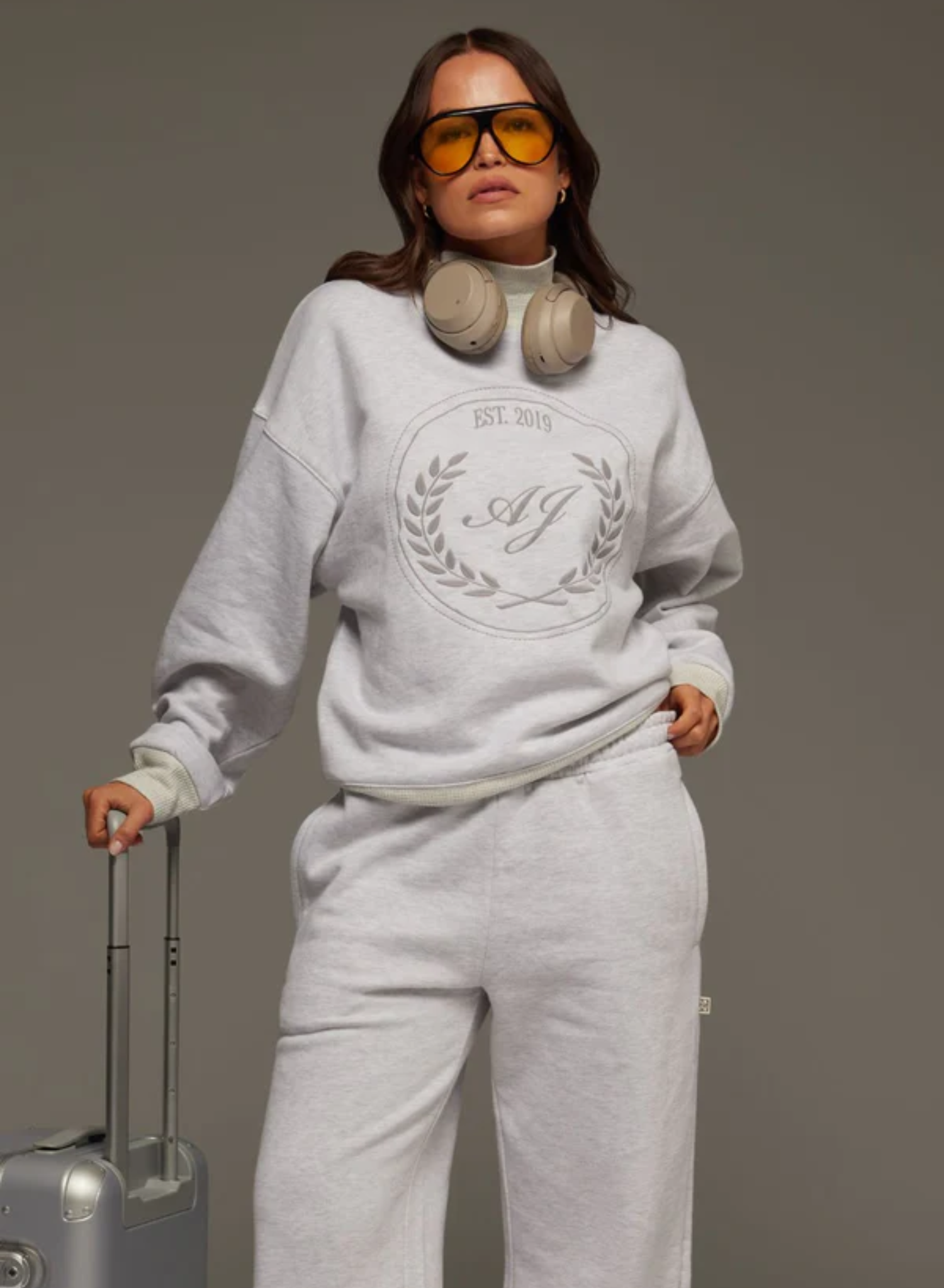 AJ Crest Turtleneck Sweatshirt in Cloud