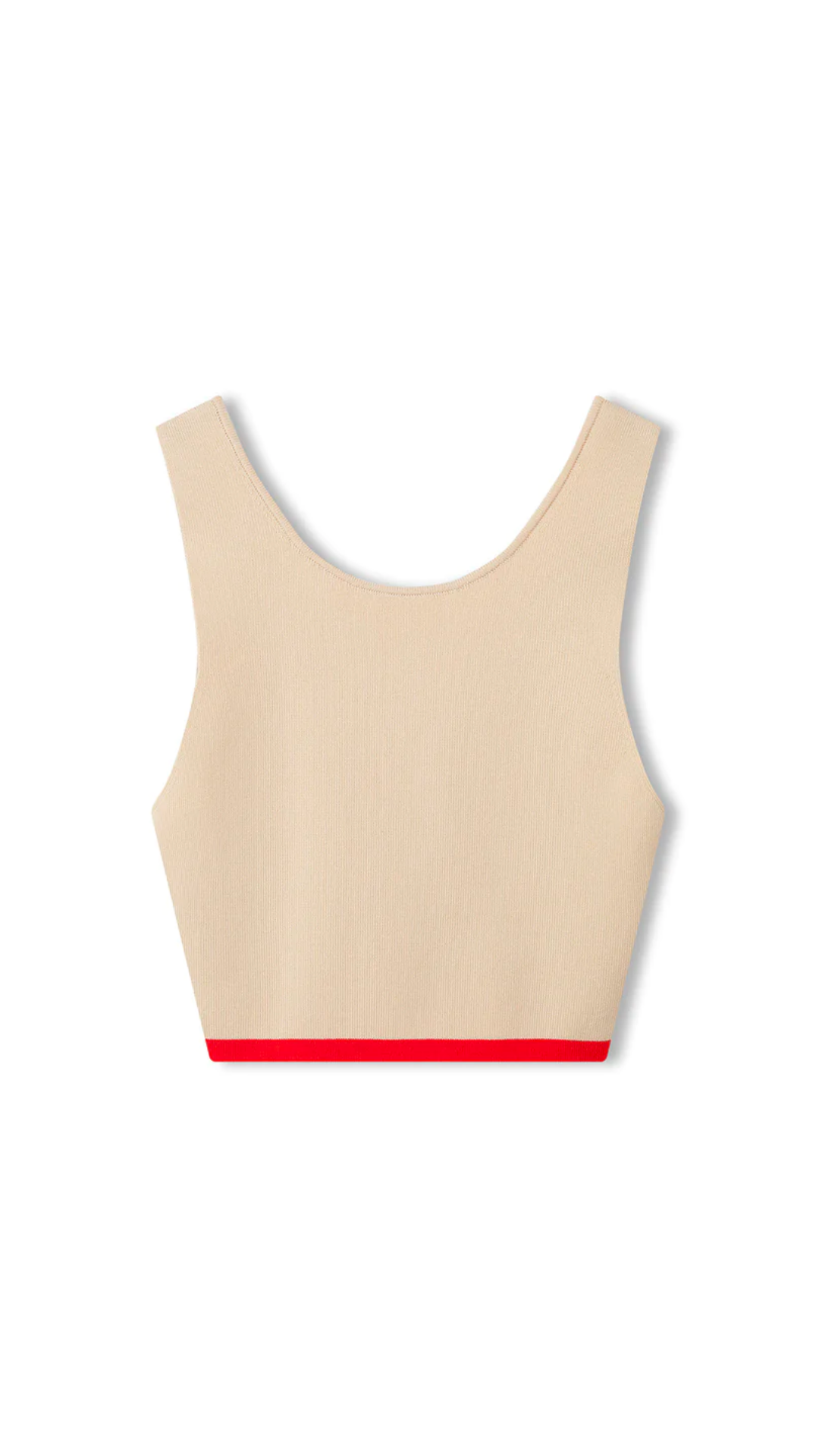 Contrast Organic Cotton Blend Knit Top in Sand