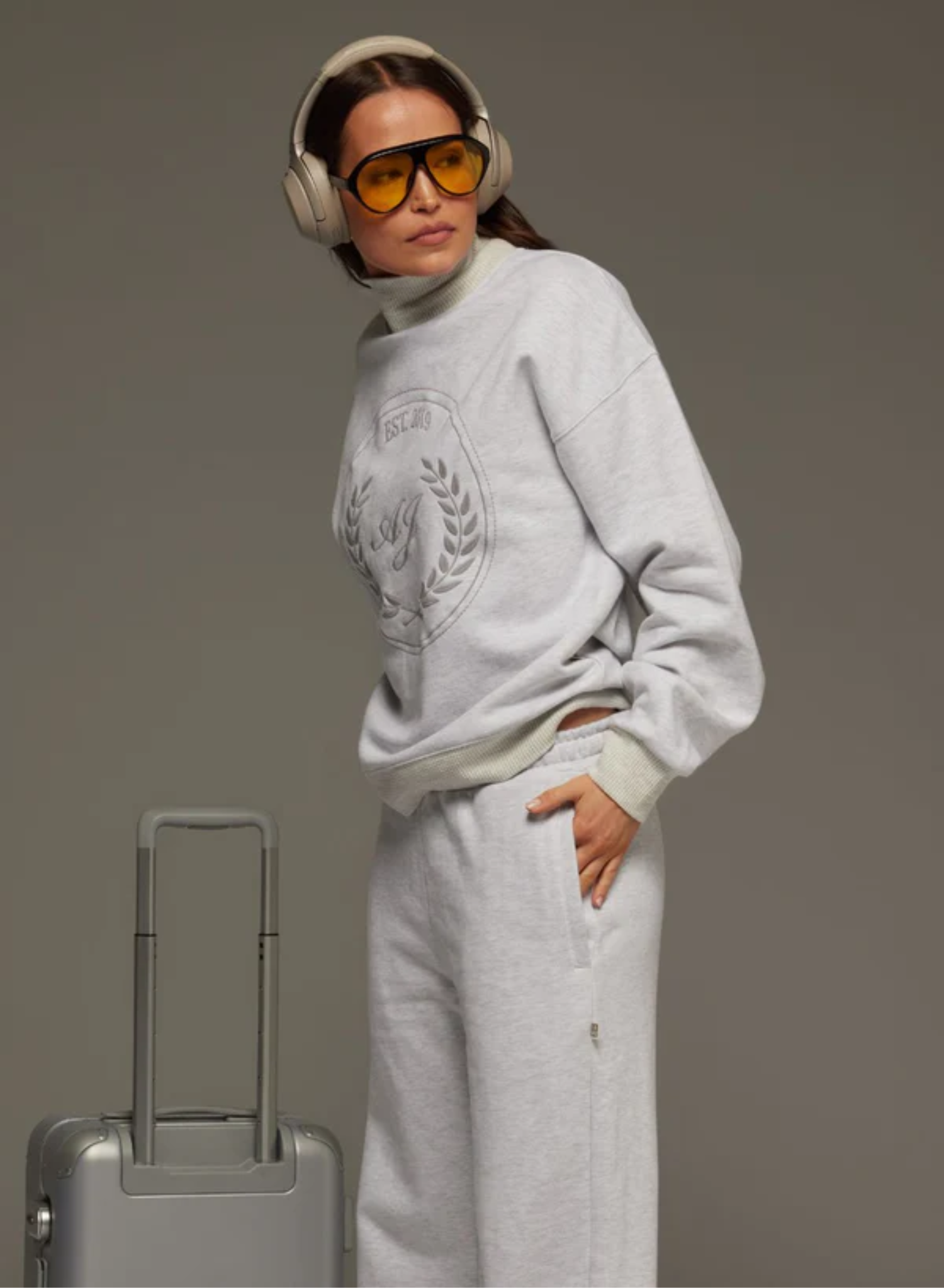 AJ Crest Turtleneck Sweatshirt in Cloud