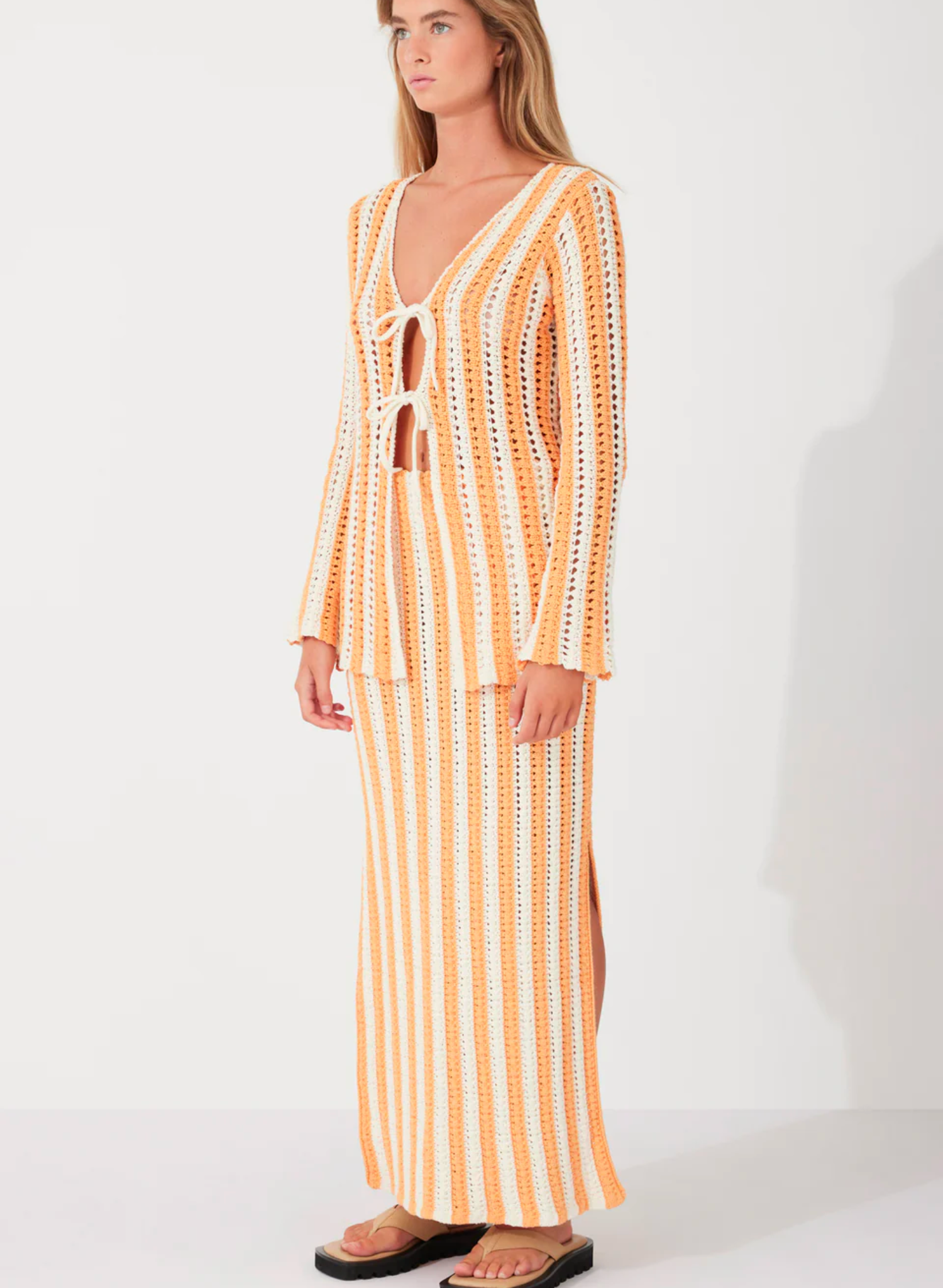 Golden Stripe Cotton Knit Skirt