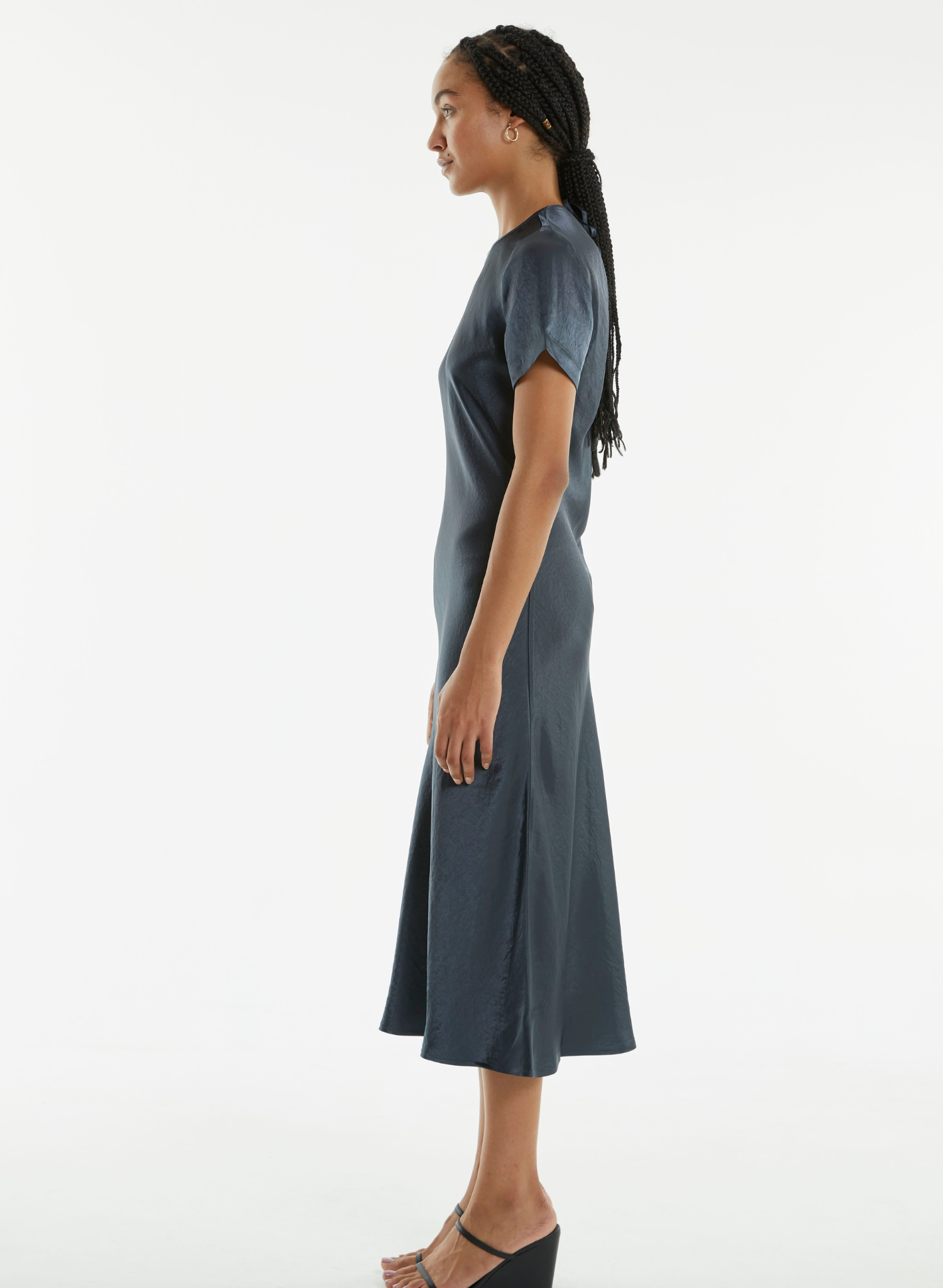 Crush Bias Tee Midi Dress - Gun Metal
