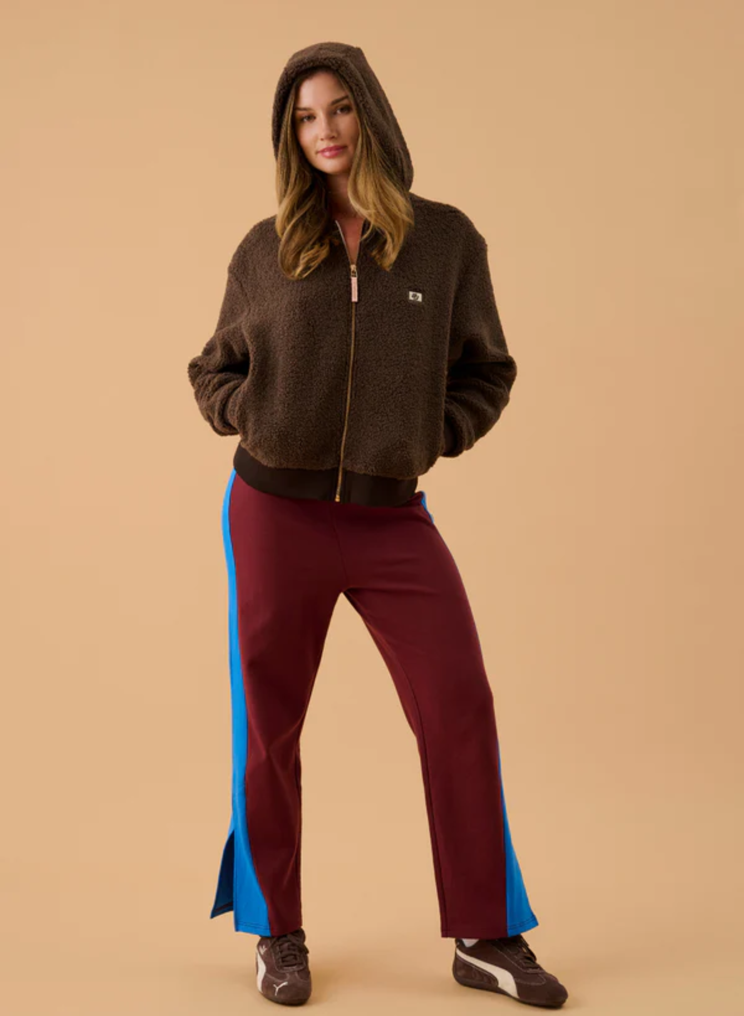 AJ Sherpa Hooded Jacket Dark Chocolate