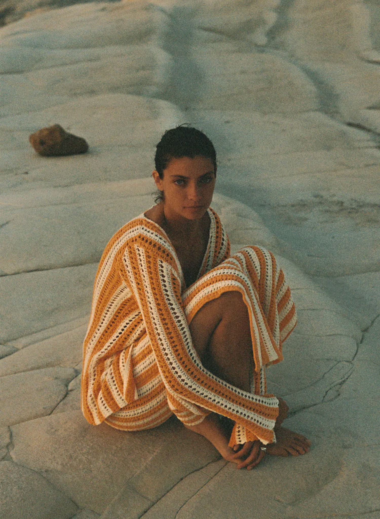 Golden Stripe Cotton Knit Skirt