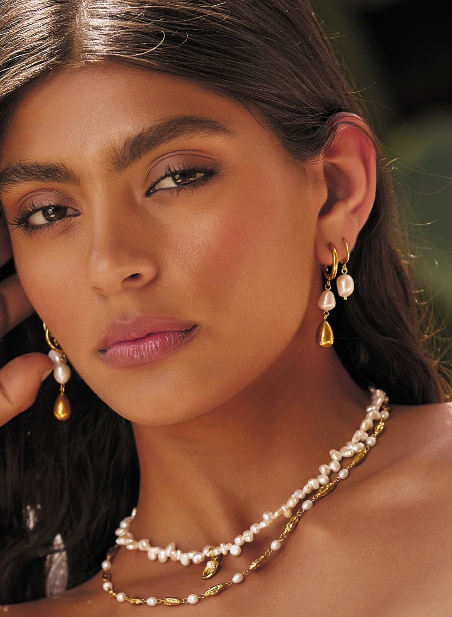 Arianna Pearl and Gold Earrings