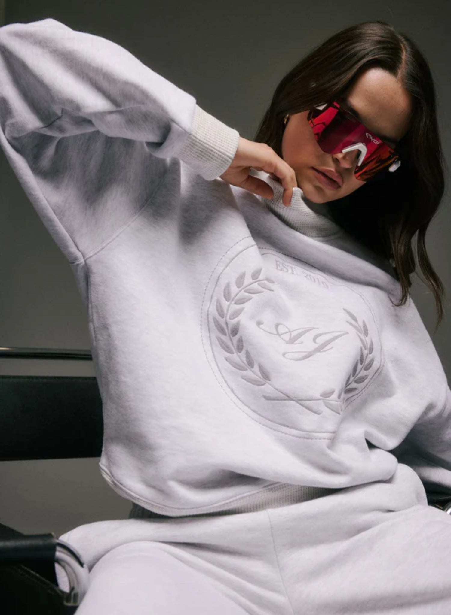 AJ Crest Turtleneck Sweatshirt in Cloud