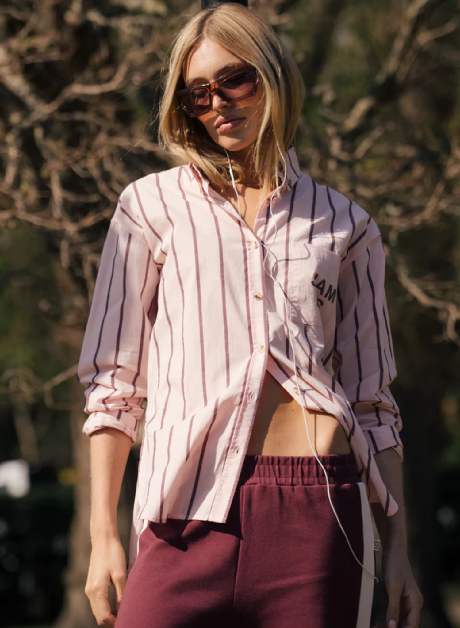 Alpine Cotton Stripe Shirt in Light Blush