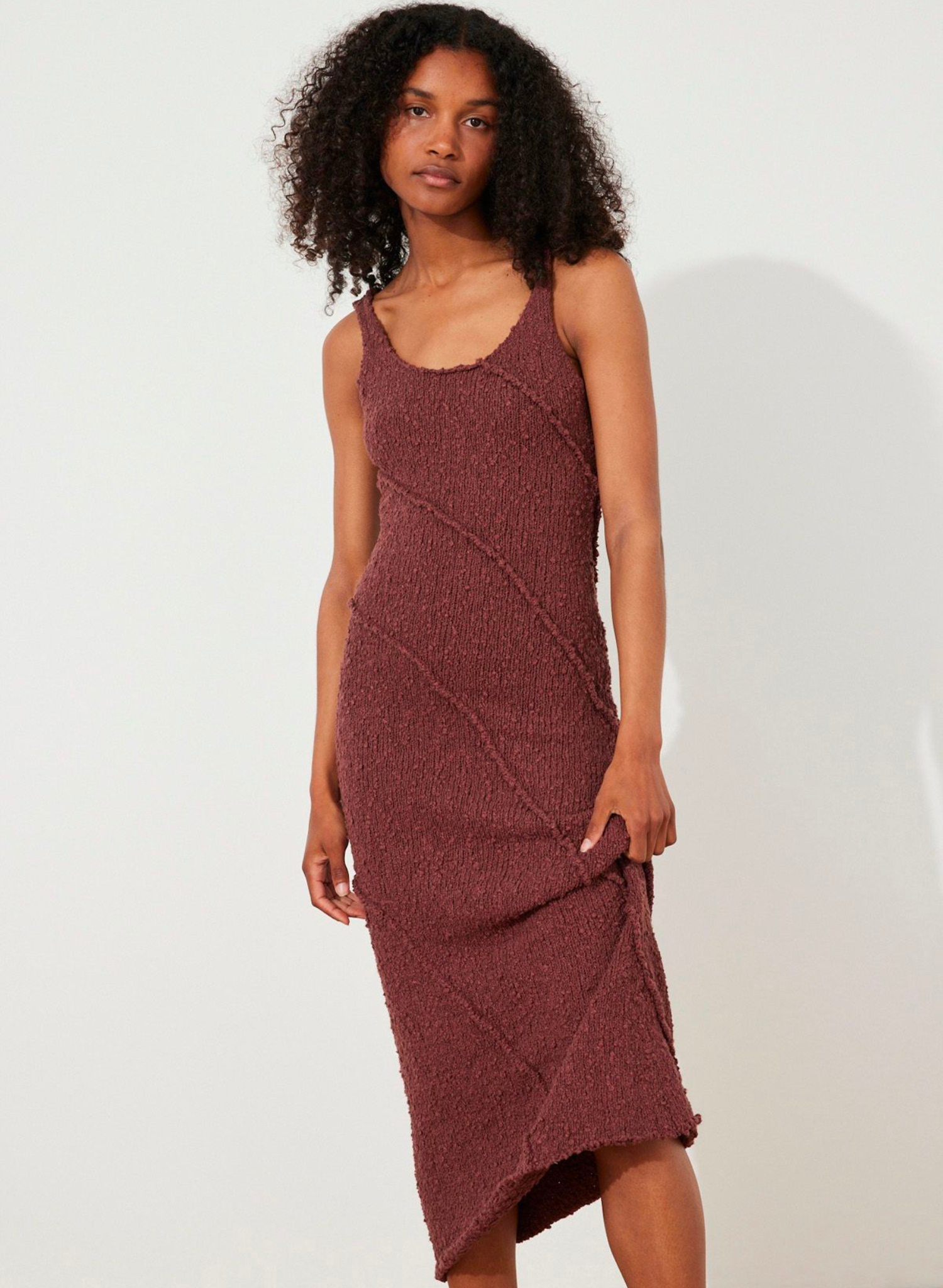 Plum Boucle Knit Dress