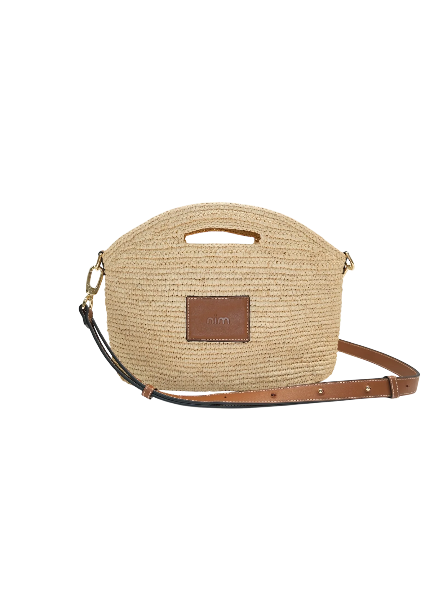 Leather Trimmed Raffia Mini