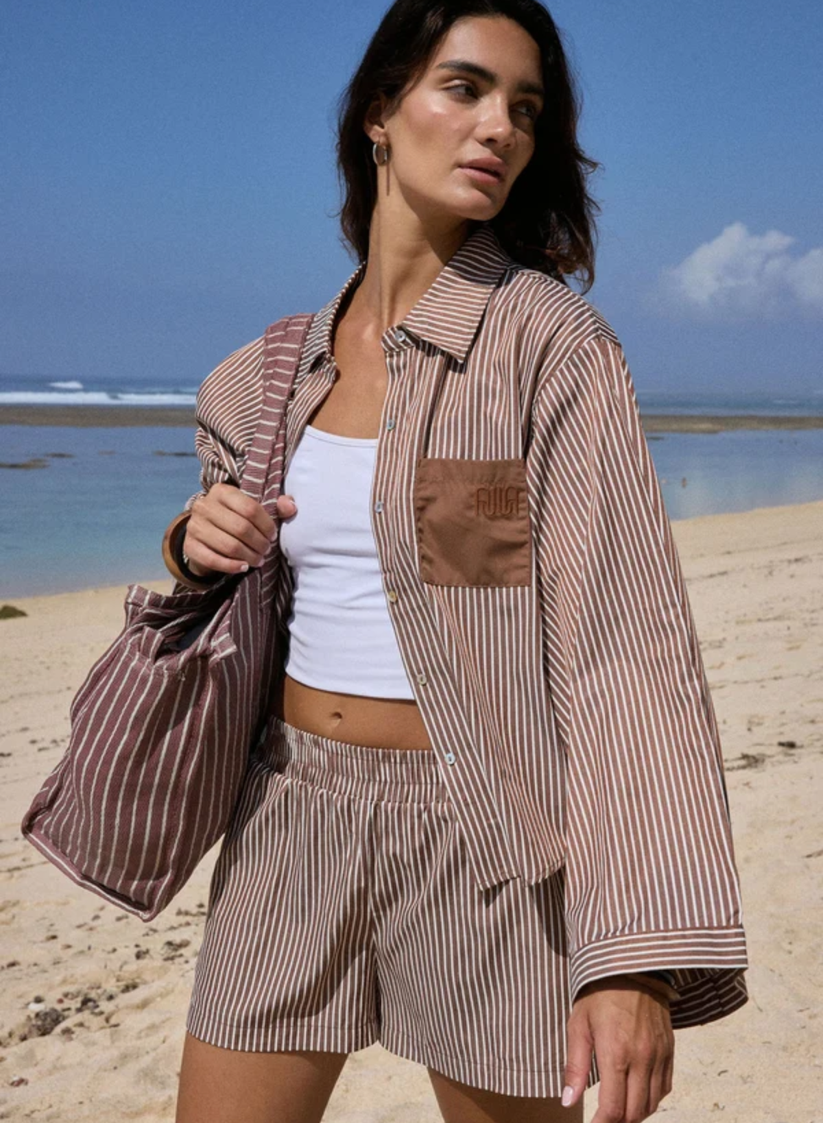 AJ Stripe Shirt - Choc Stripe