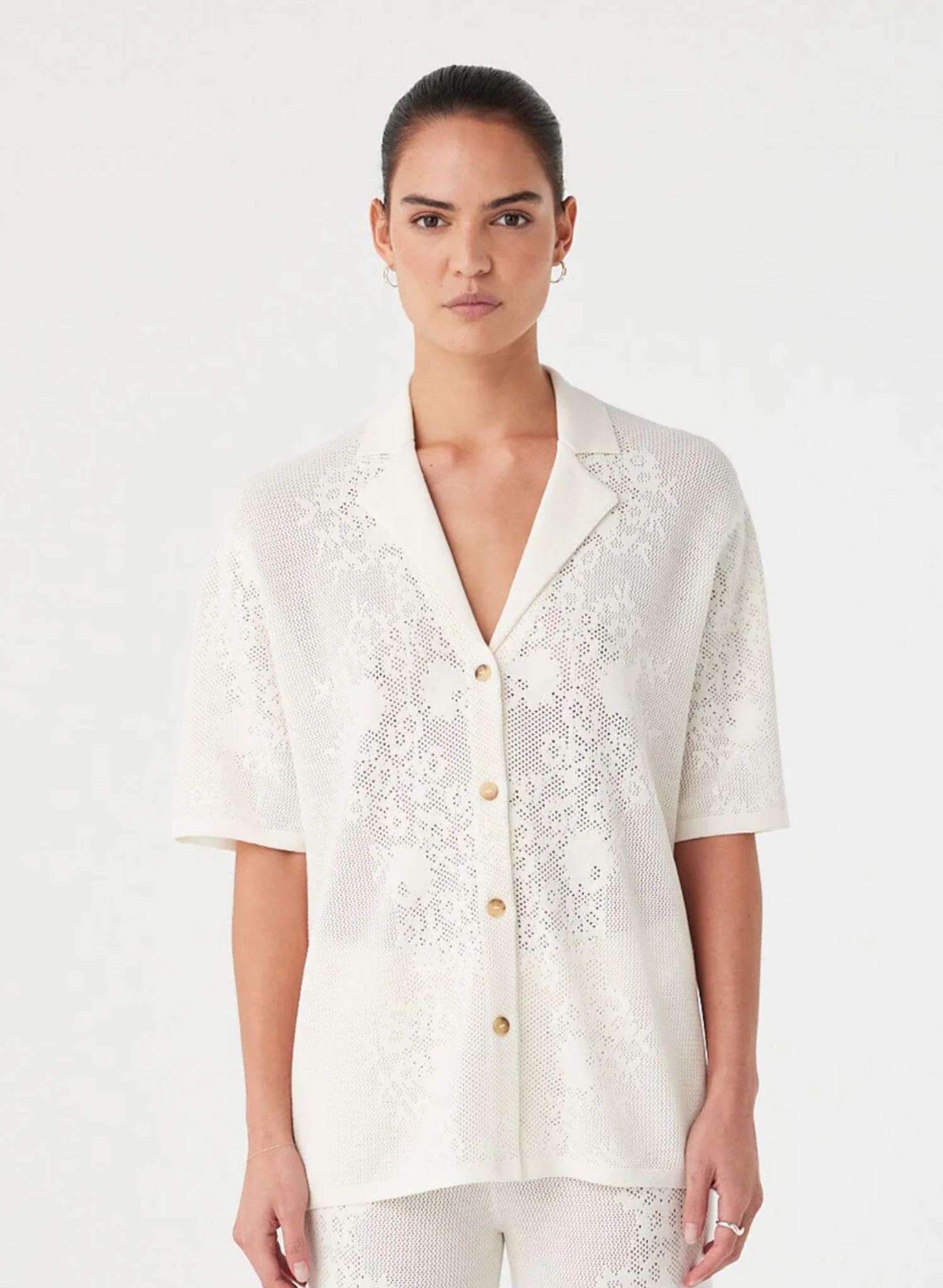 Aster Crochet Shirt - Cream