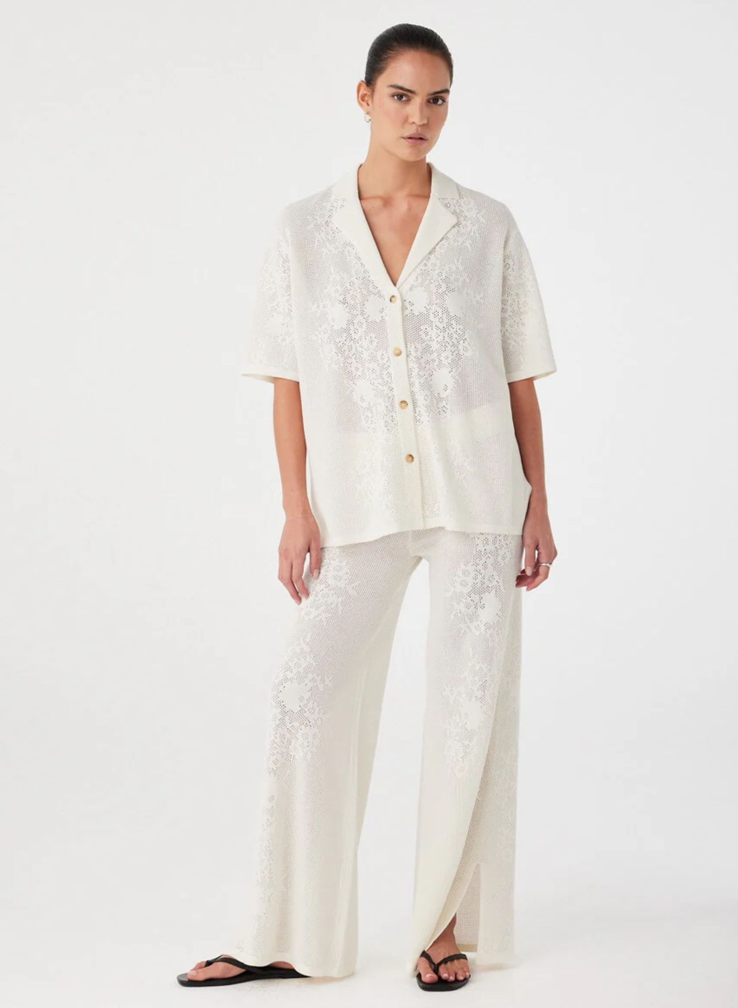 Aster Crochet Shirt - Cream