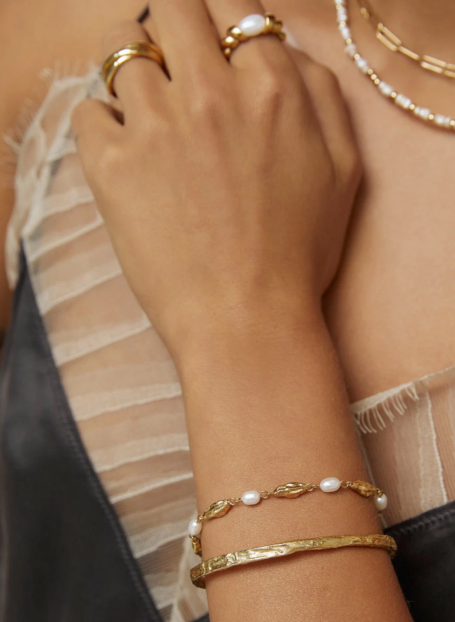 Mimi Pearl and Gold Bracelet