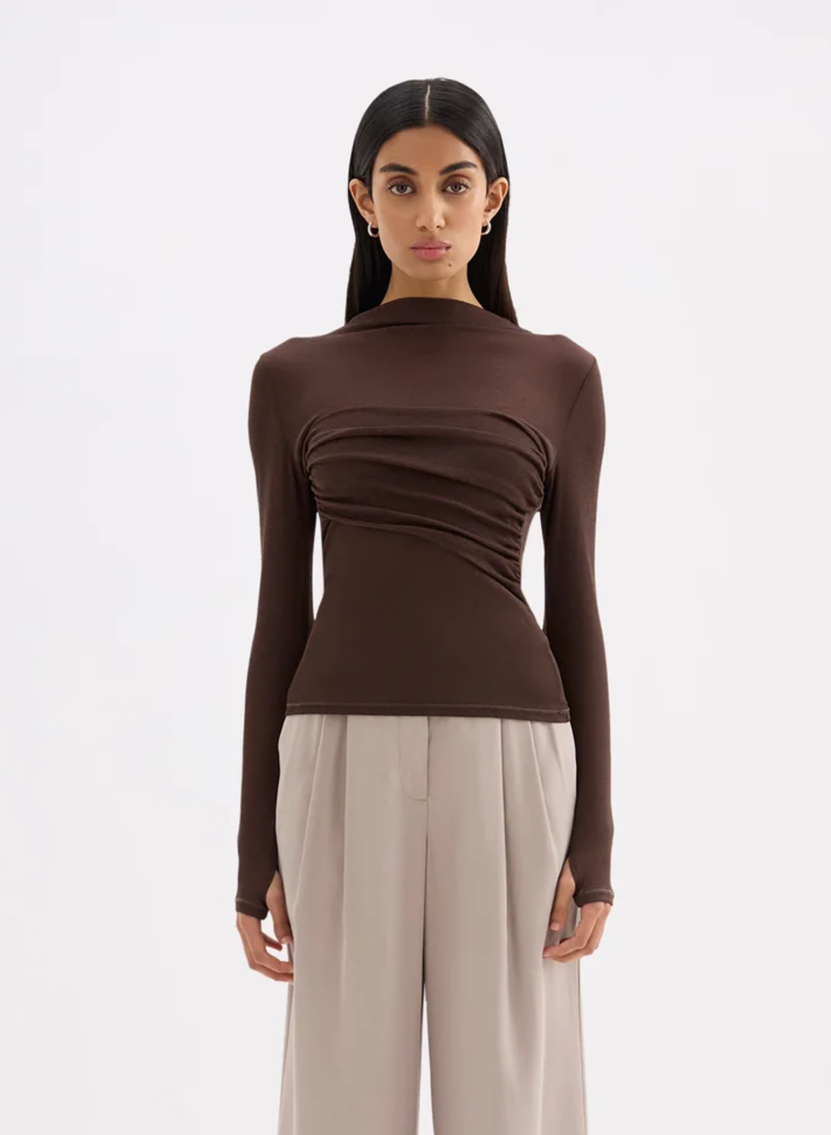 Aster Ls Mesh Top - Chocolate