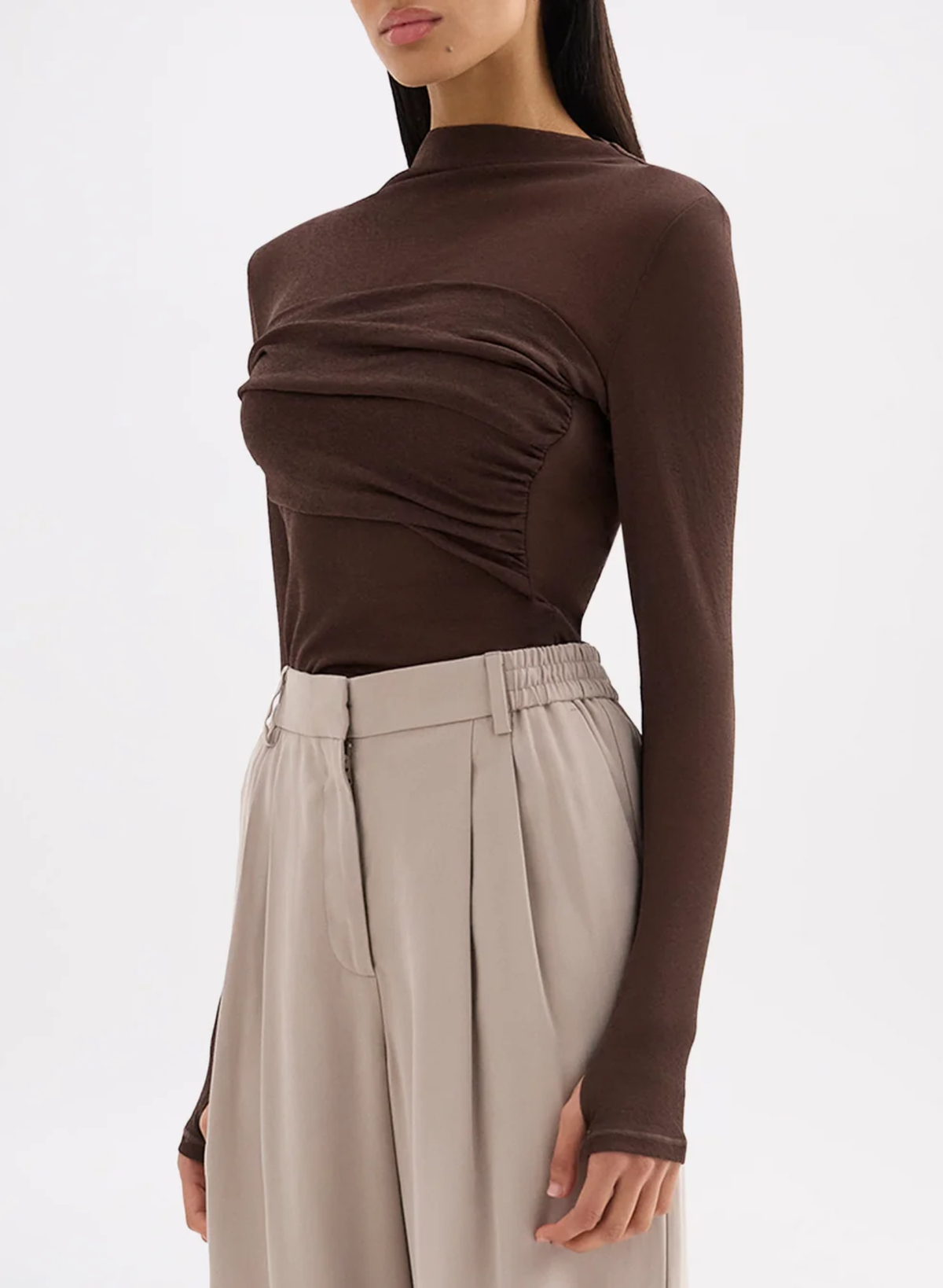 Aster Ls Mesh Top - Chocolate