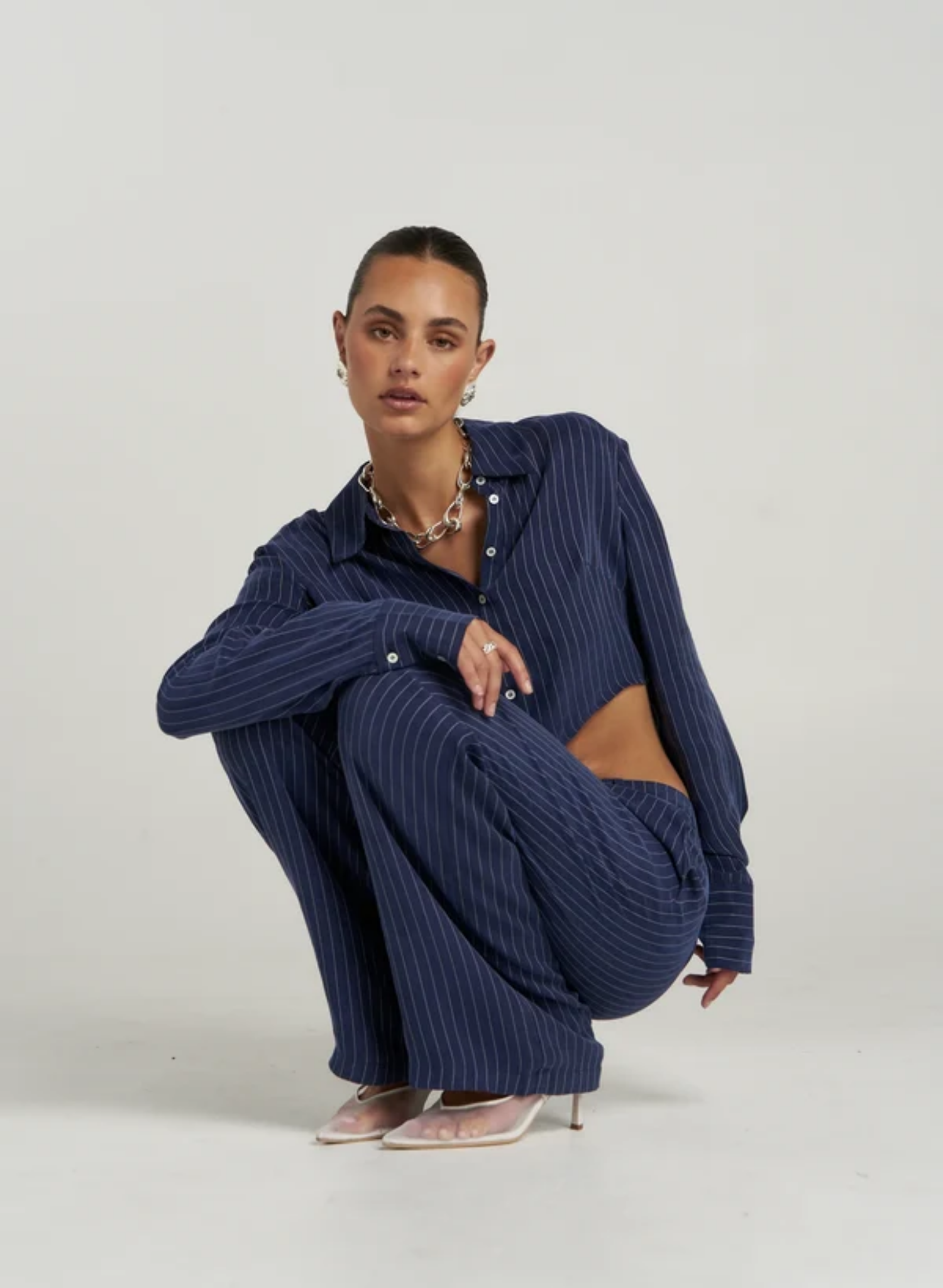 Boss Pant - Navy Pinstripe