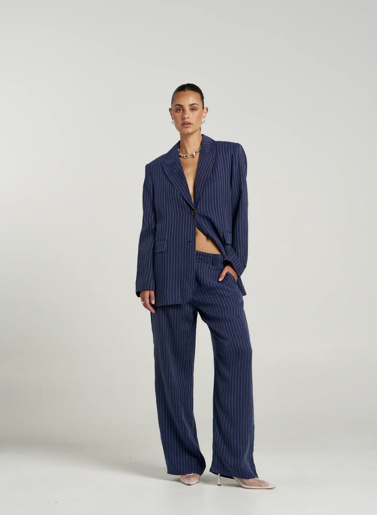 Boss Pant - Navy Pinstripe