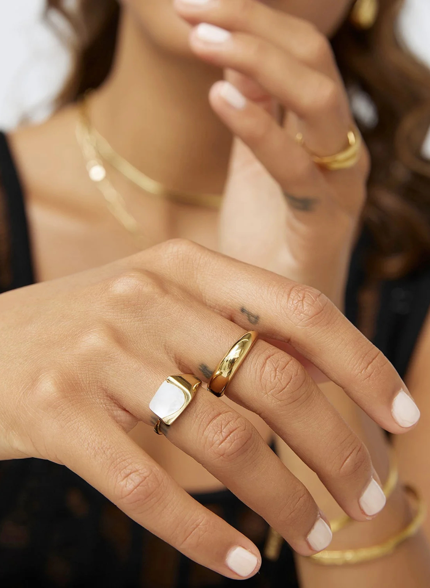 Cleo Gold and Mother of Pearl Ring