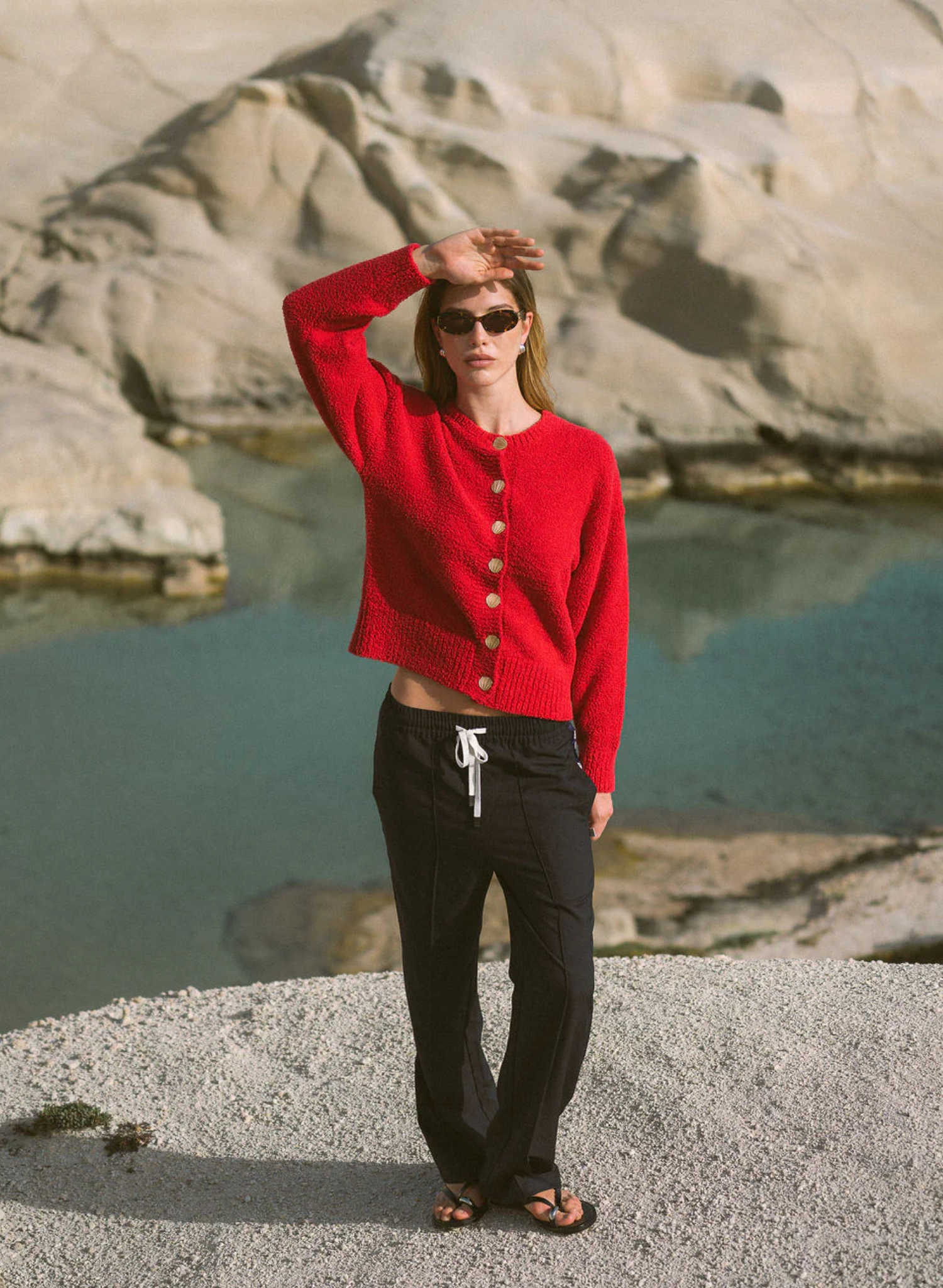 Aimes Shell Cardigan Deep Coral