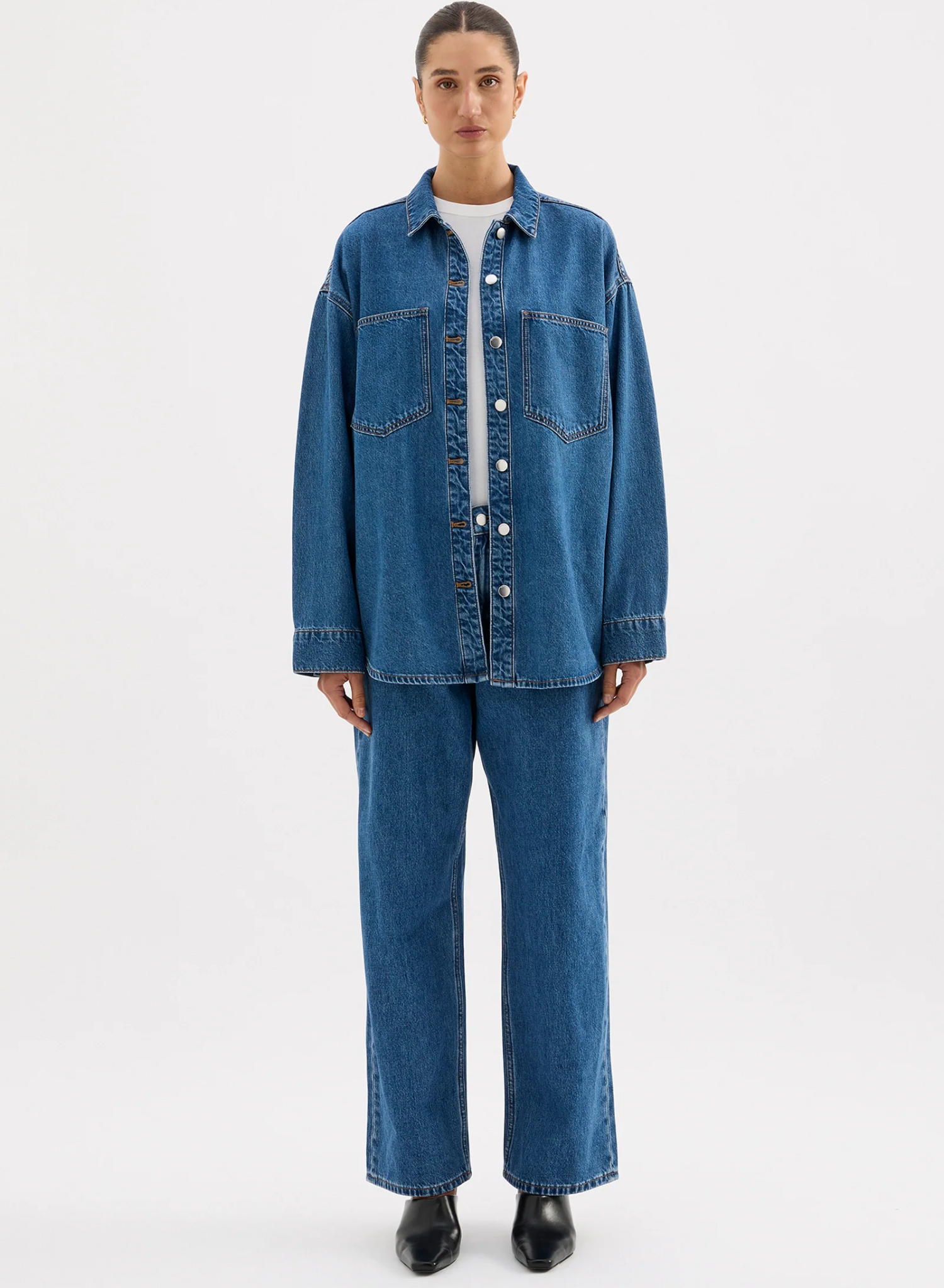 Organic Denim Overshirt - Royal Blue
